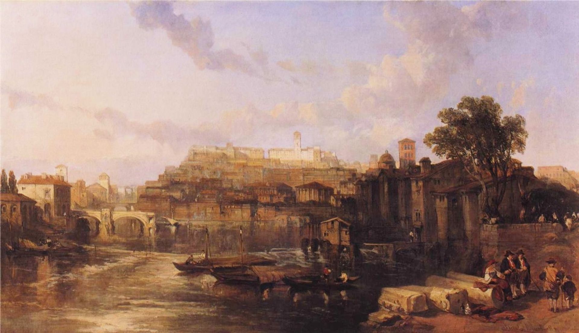 Rome, View on the Tiber Looking Towards Mounts Palatine and Aventine by David Roberts