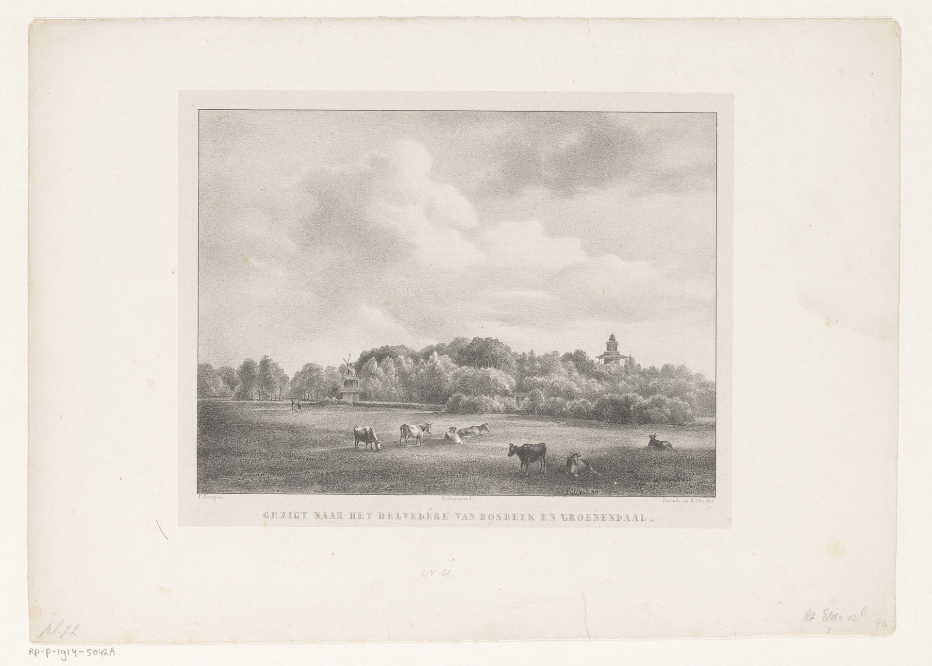 Gezicht op het voormalig landgoed Bosbeek-Groenendaal by Petrus Josephus Lutgers