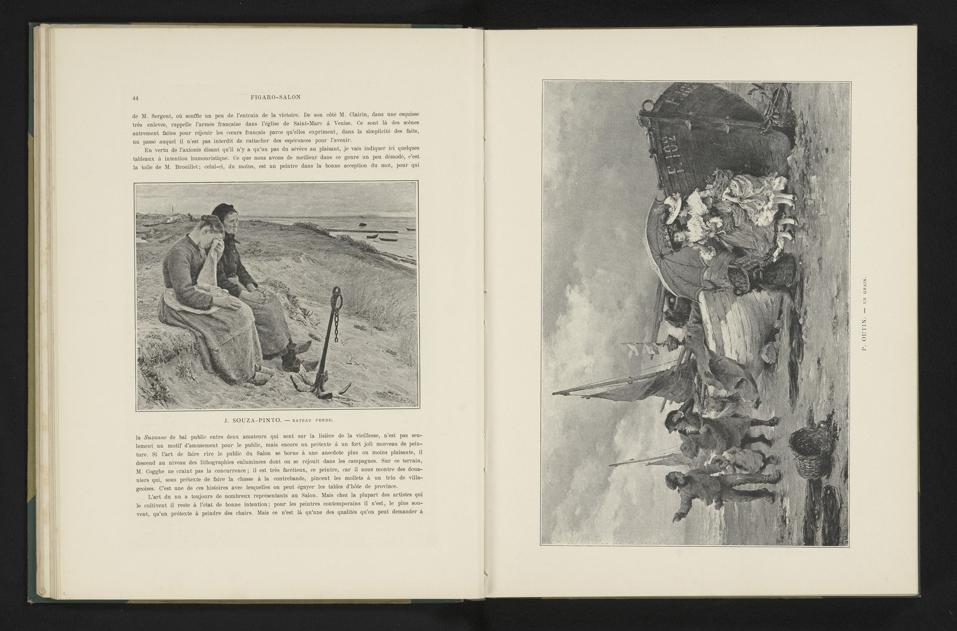 Reproductie van een schilderij van gezelschap op het strand in de regen door Pierre Outin by Anonymous