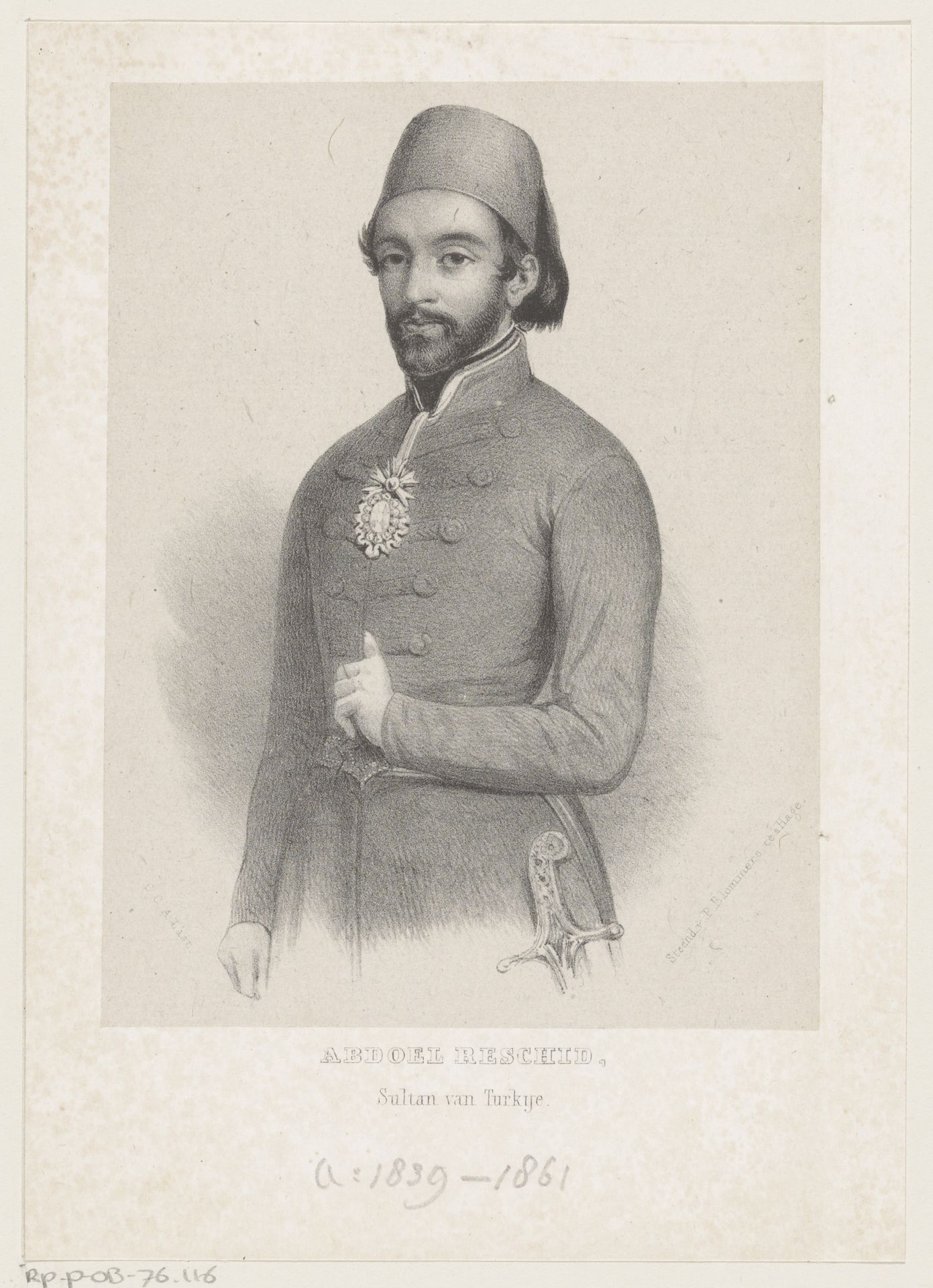 Portret van Abdülmecit I, sultan van het Ottomaanse Rijk by Carel Christiaan Antony Last
