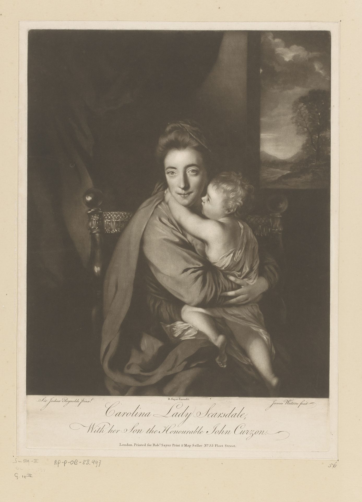 Portret van Caroline Curzon en haar zoon John by James Watson