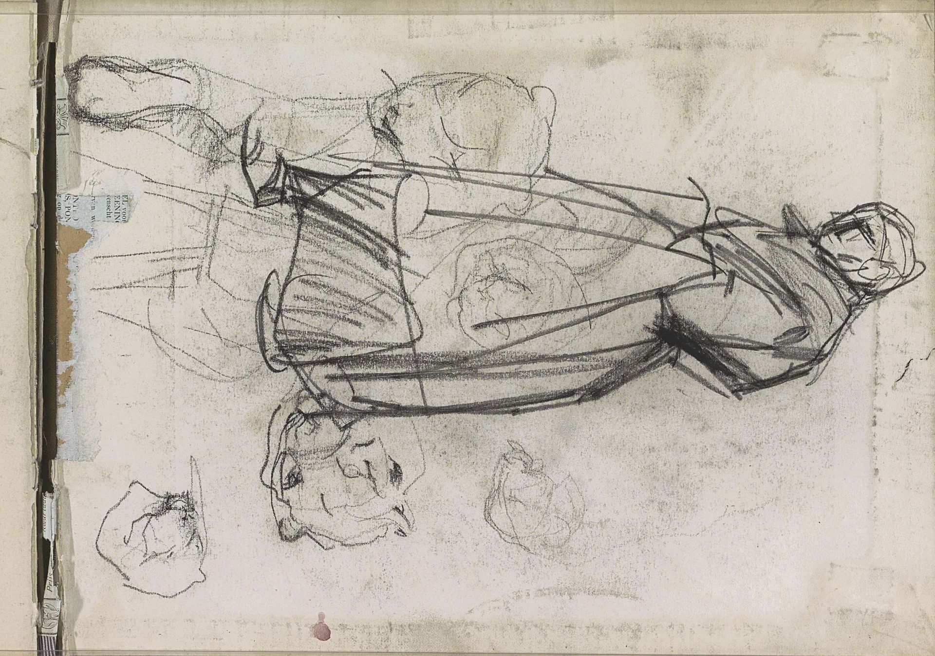 Studieblad met een staande vrouw en katachtigen by Isaac Israels