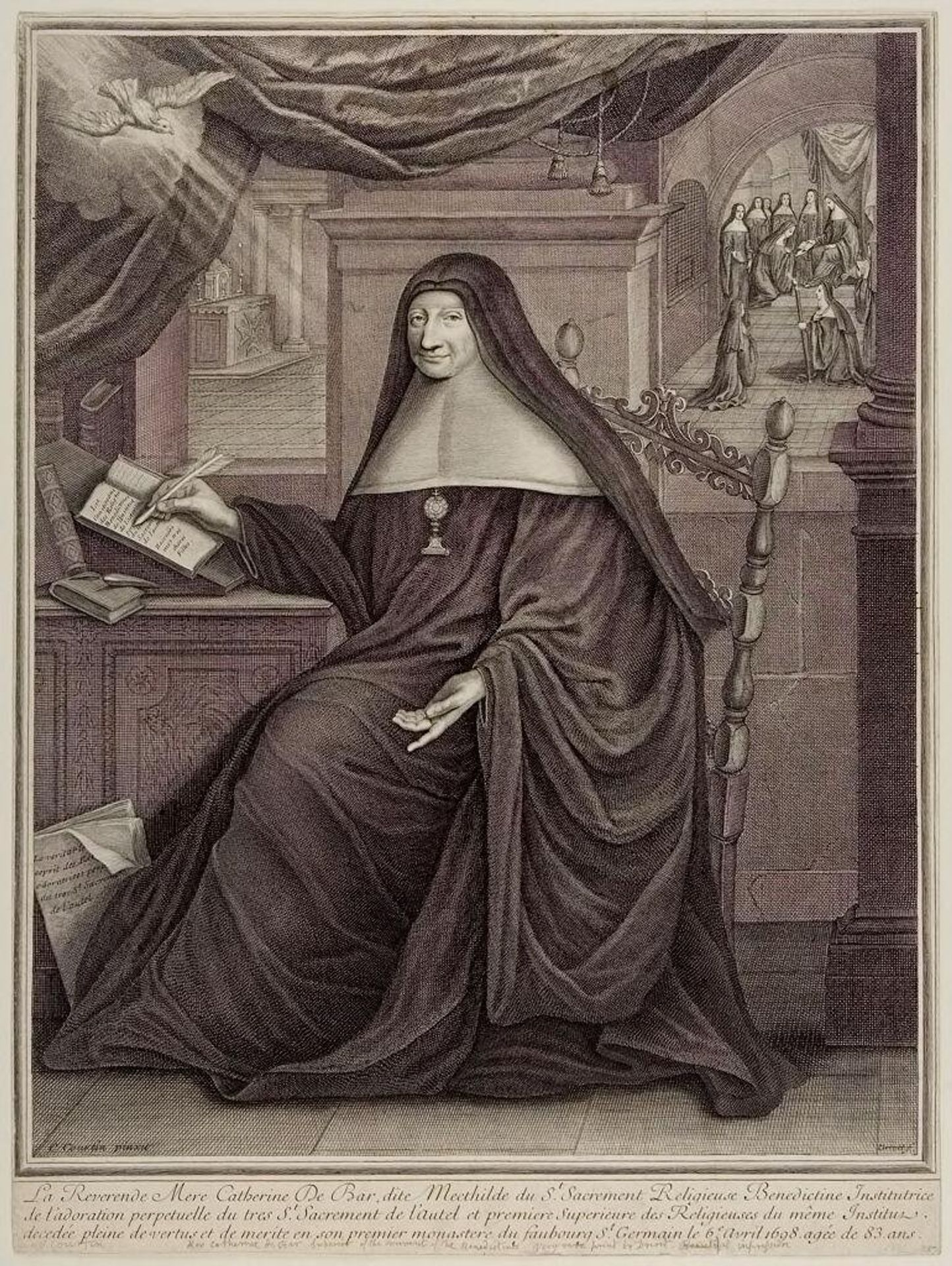 The Reverend Mother, Catherine de Bar by Pierre Drevet