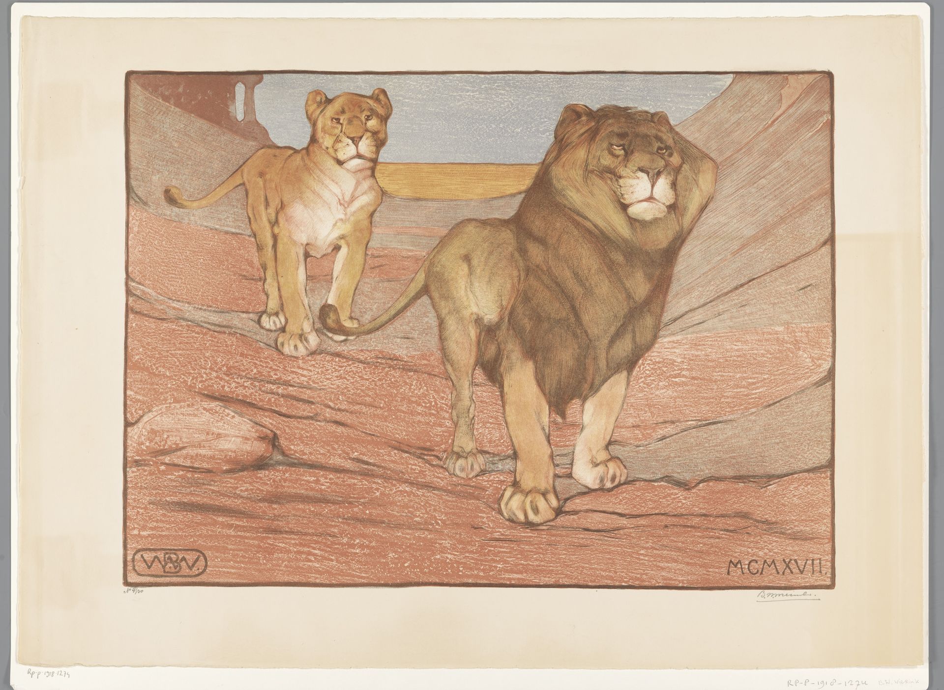 Leeuw en leeuwin by Bernard Willem Wierink