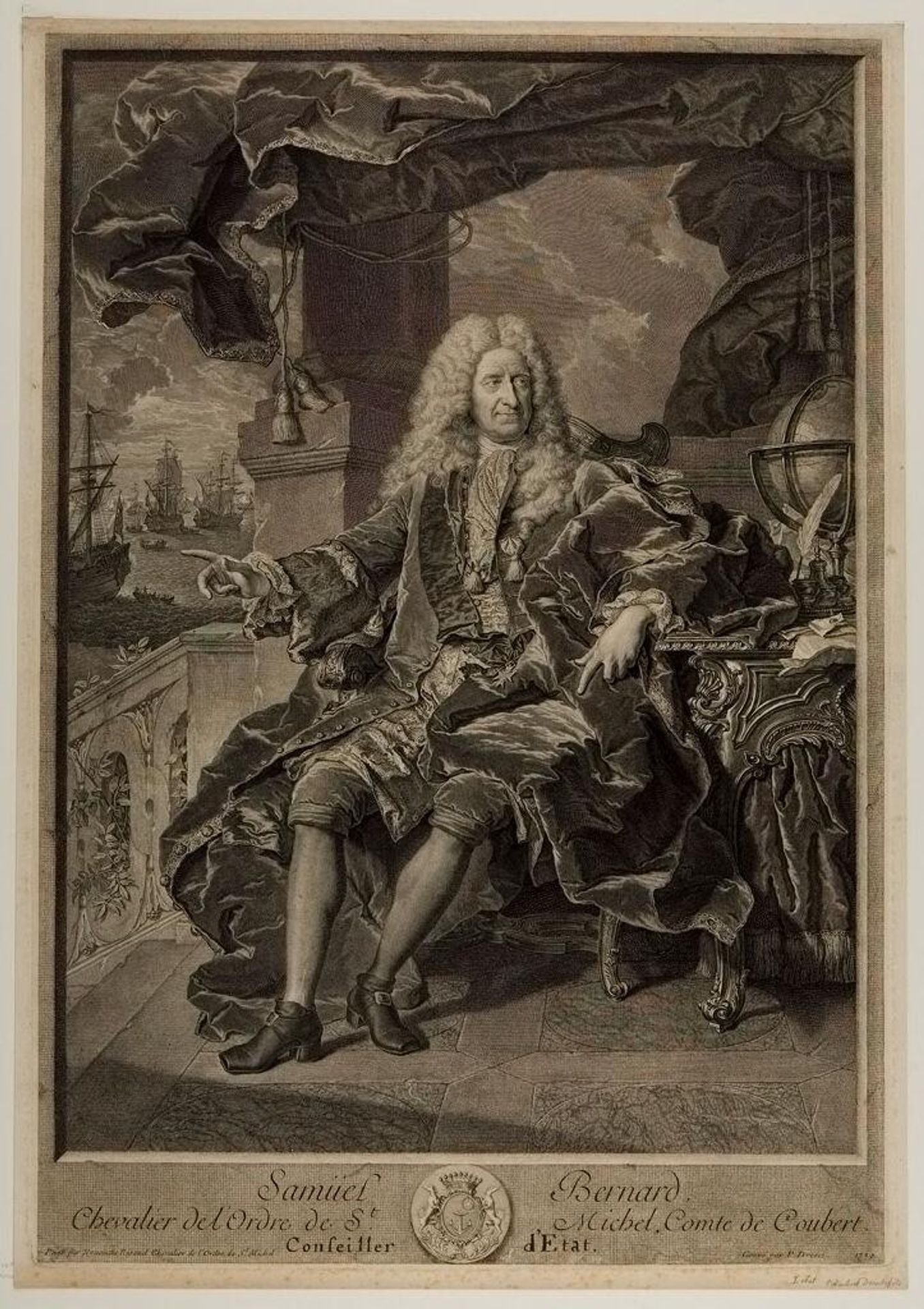 Samuel Bernard, Chevalier de l'ordre de Saint Michel, comte de Coubert by Pierre Drevet