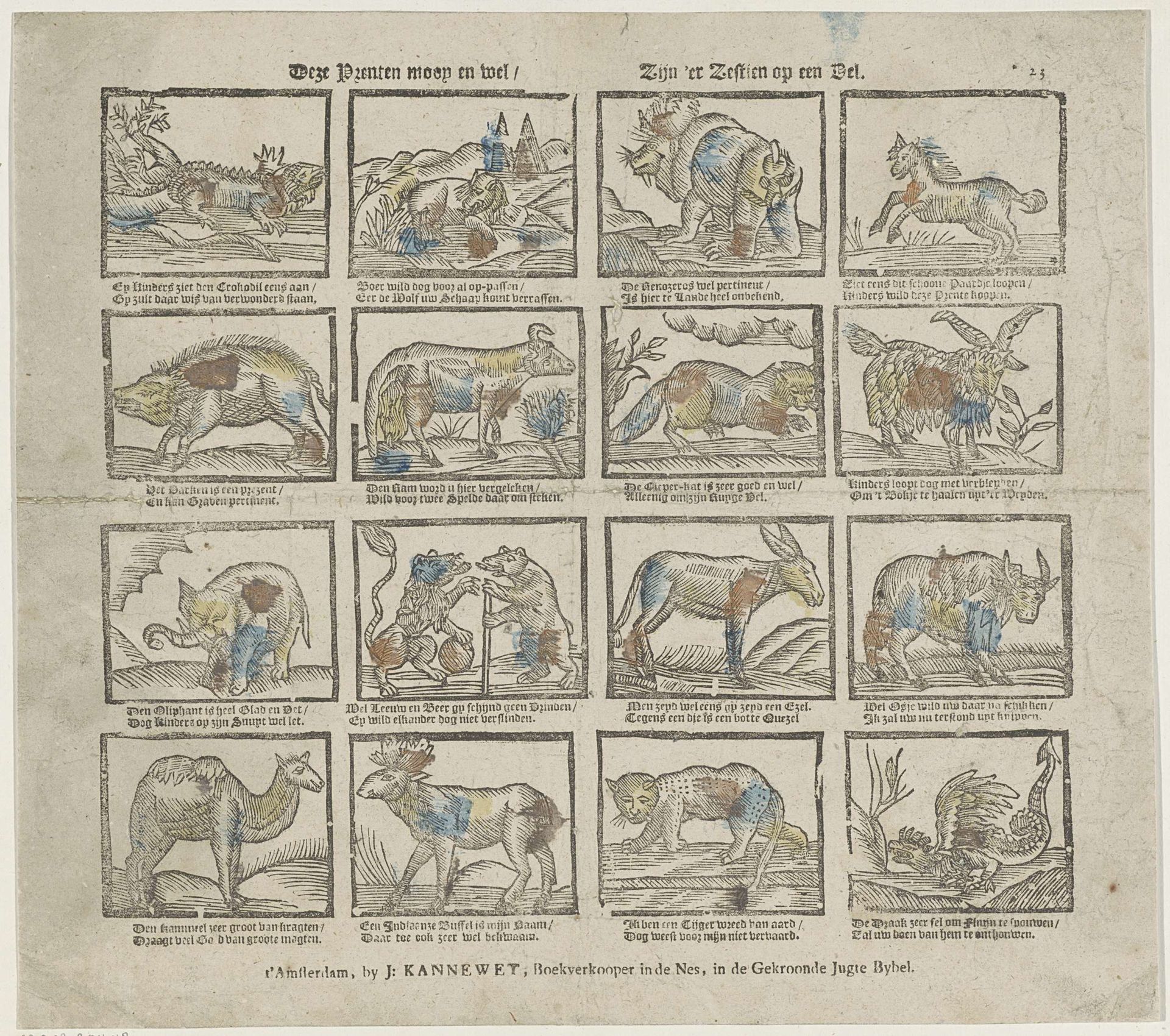 Deze prenten mooy en wel / Zijn 'er zestien op een vel by Johannes (II) Kannewet