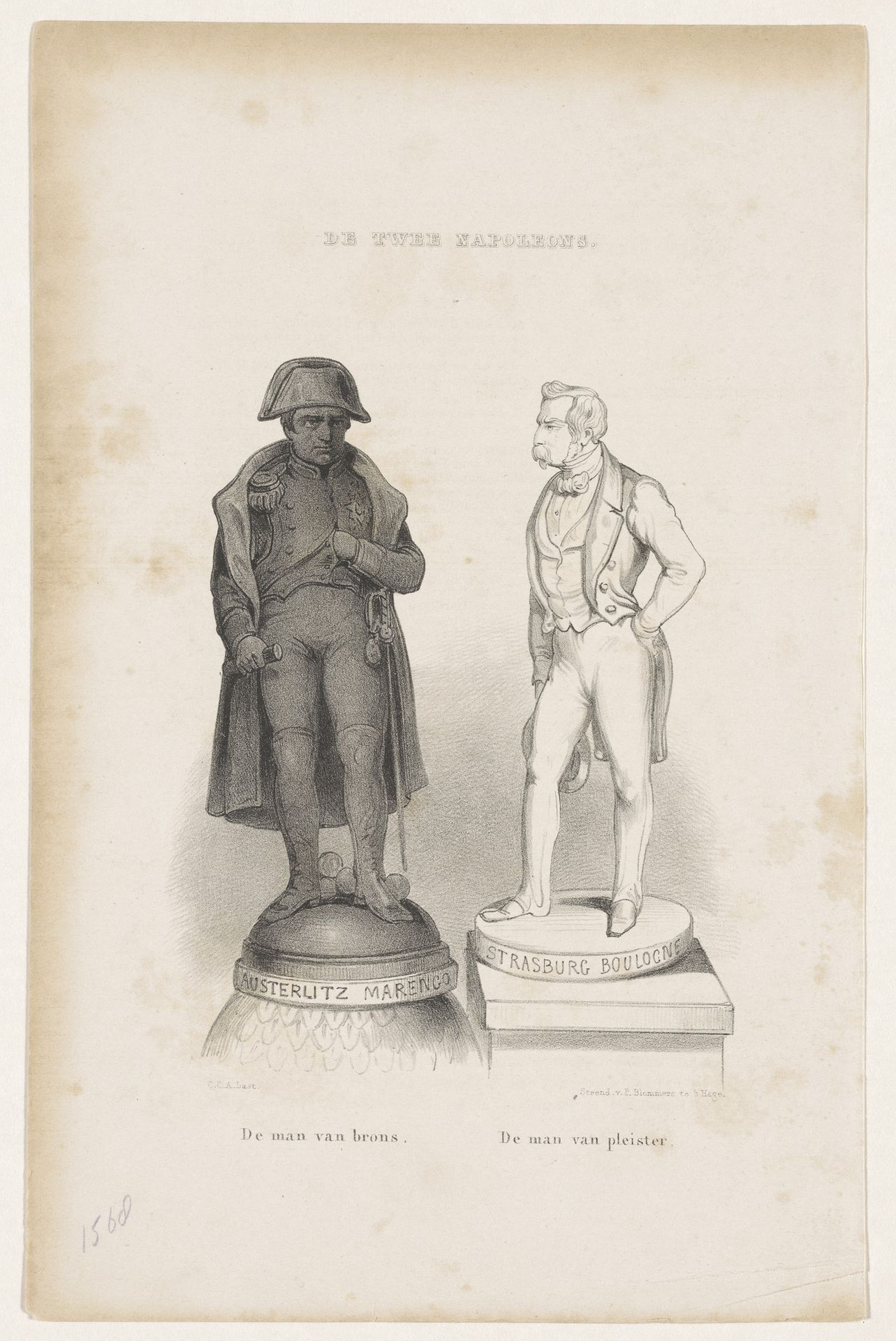 Standbeelden van Napoleon Bonaparte en Louis-Napoléon Bonaparte by Carel Christiaan Antony Last