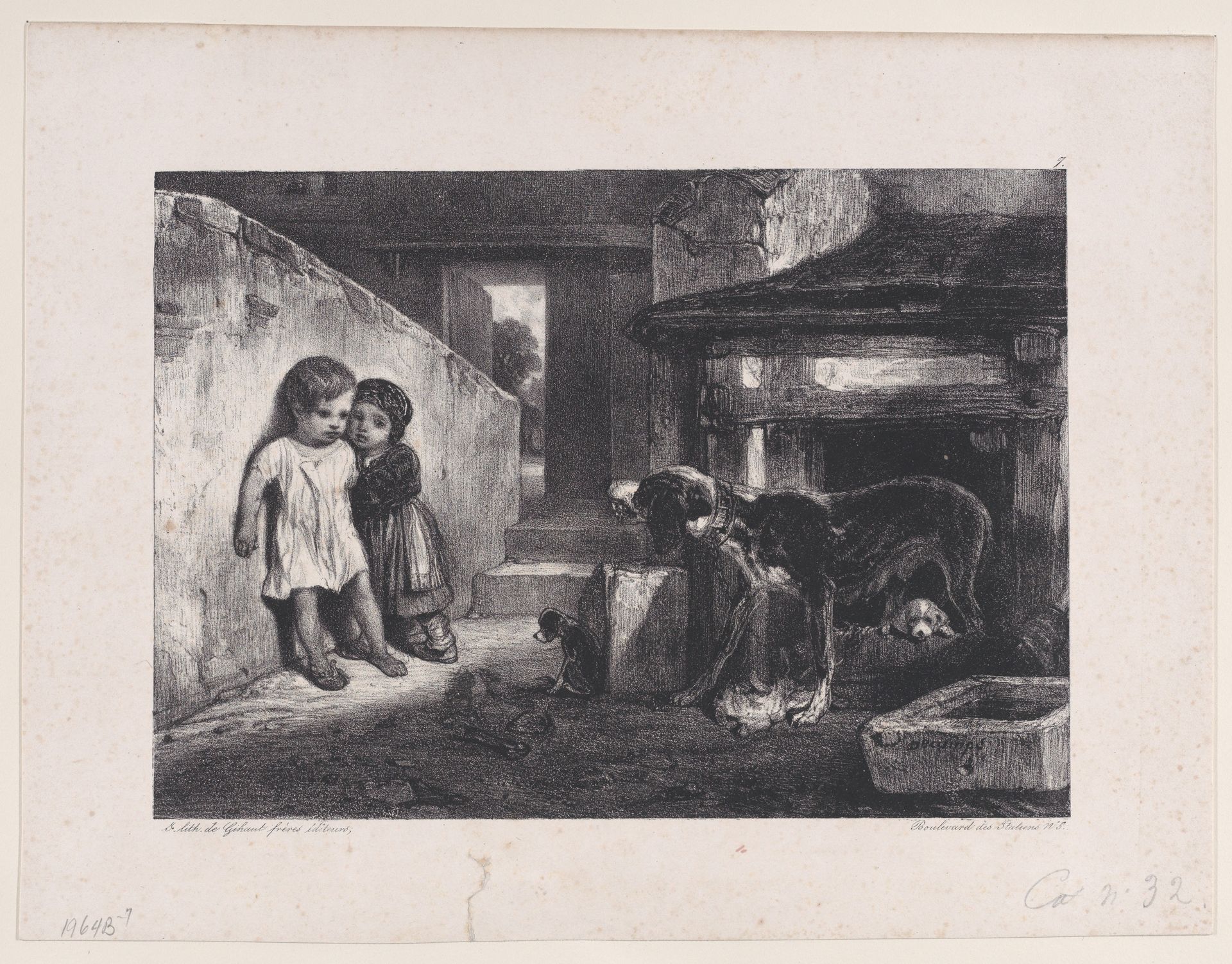 Children Frightened by Snarling Dog, from the series Hunting Scenes by Alexandre-Gabriel Decamps