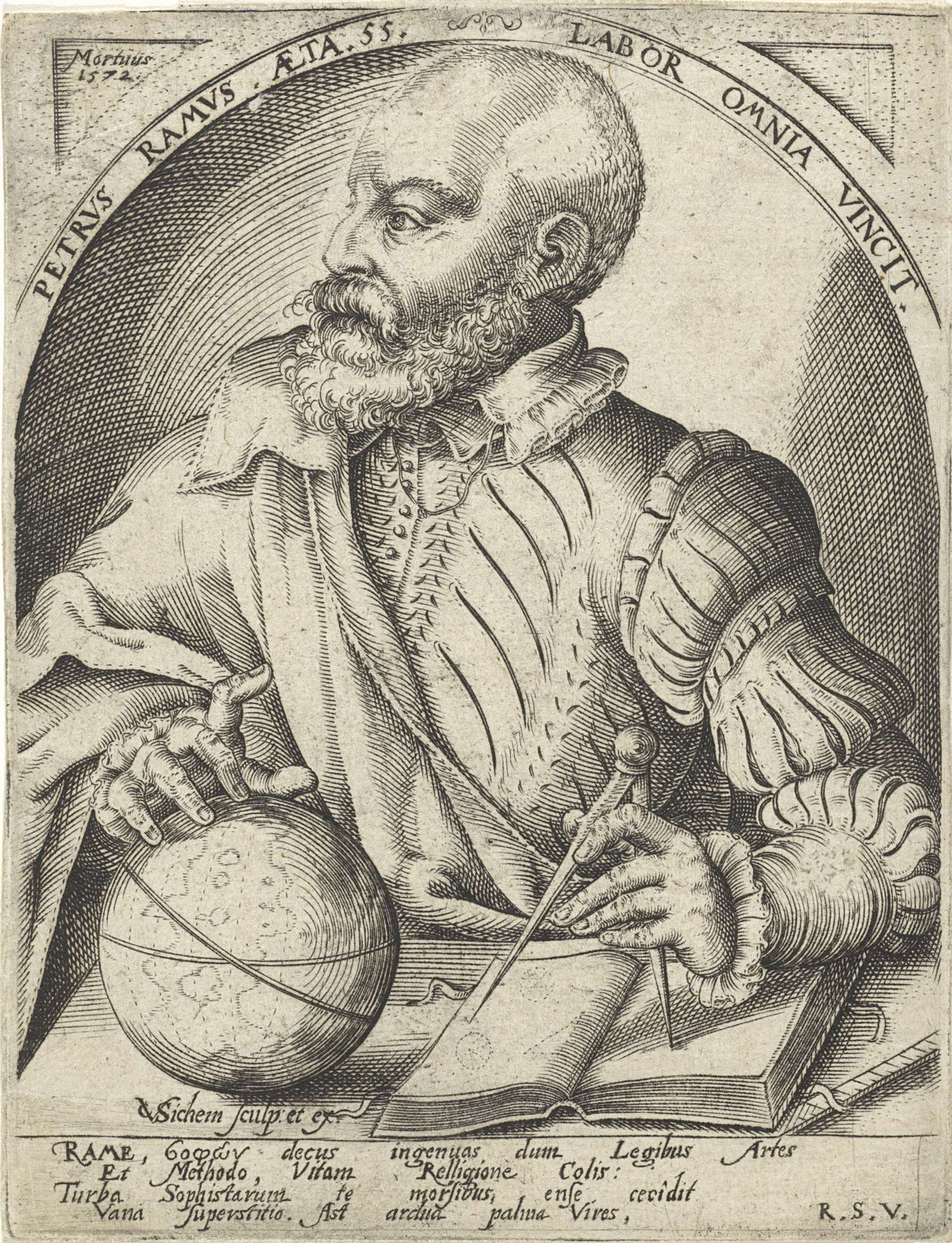 Portret van Pierre de La Ramée by Christoffel van Sichem I