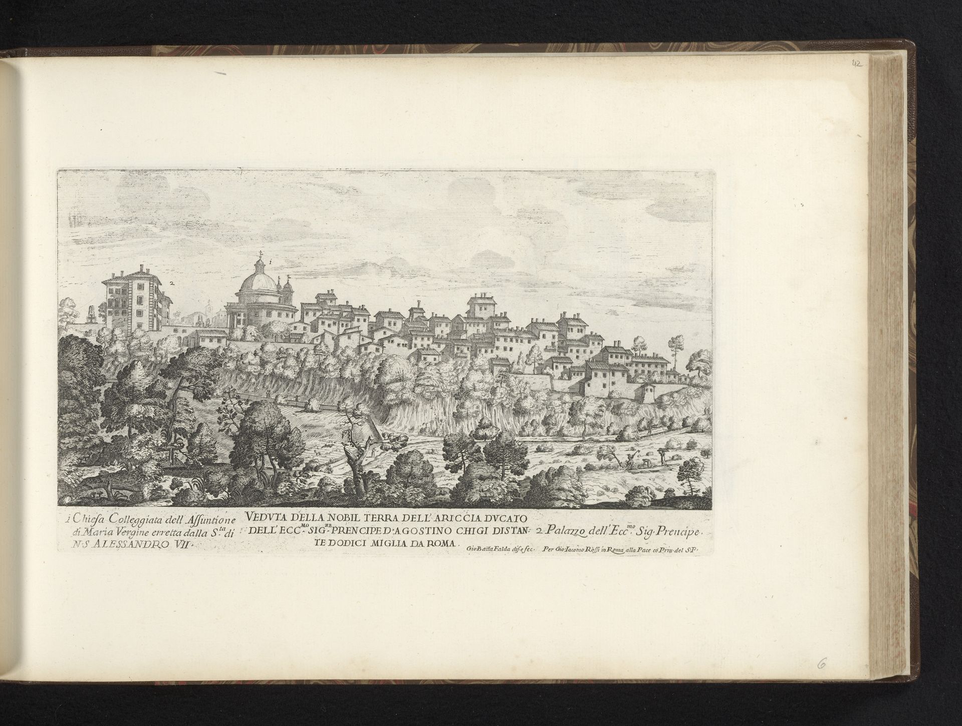 Gezicht op Ariccia by Giovanni Battista Falda