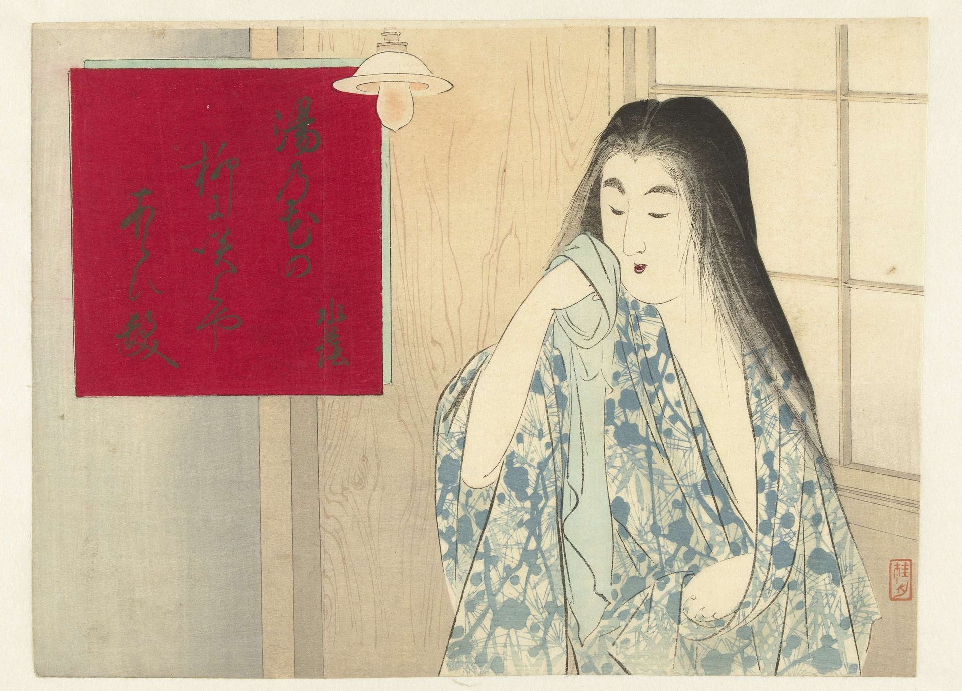 Vrouw in een interieur by Takeuchi Keishu