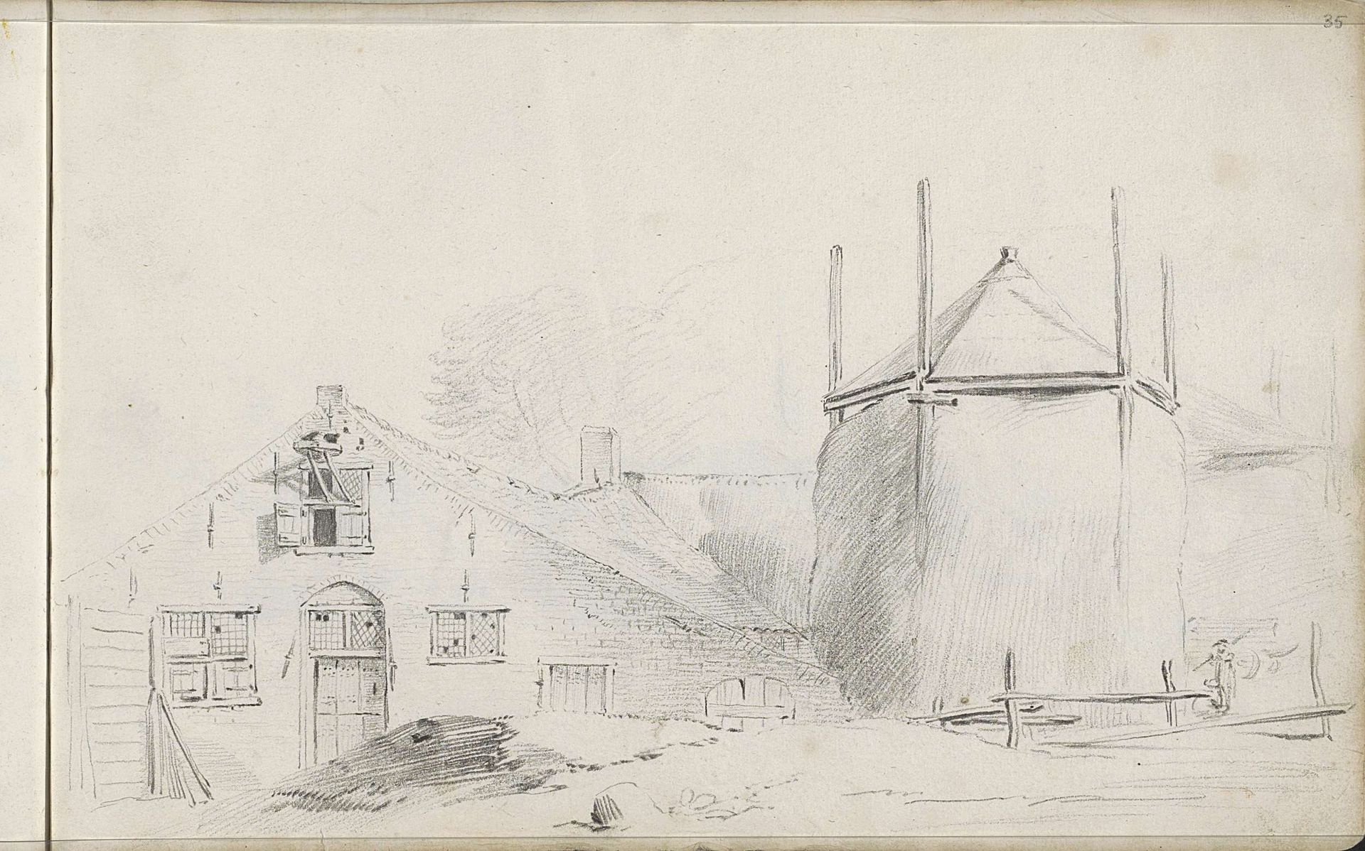 Boerenerf met hooimijt by Pieter Moninckx