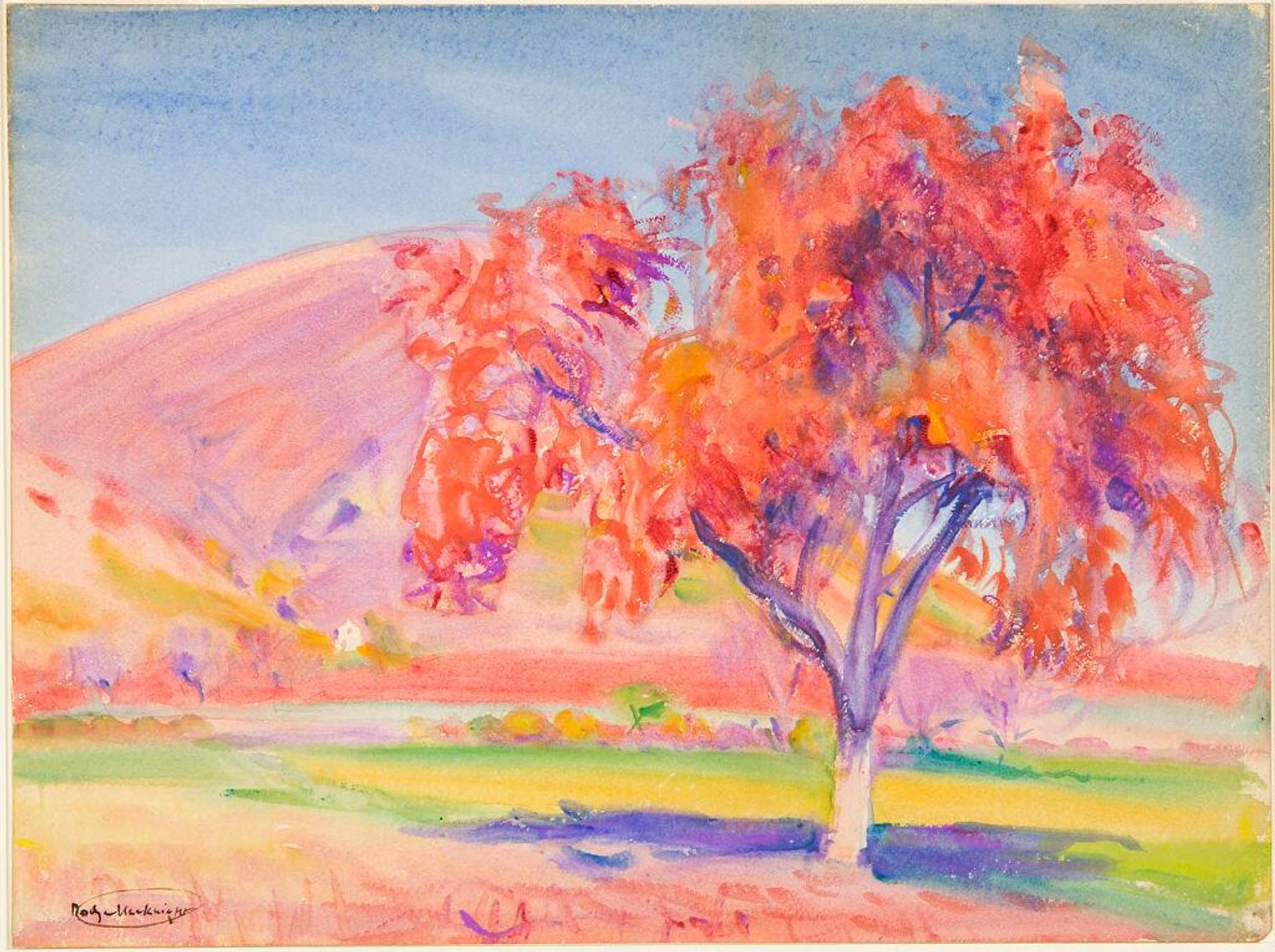 Red Tree and Mountain, Alpes-Maritimes by Dodge Macknight