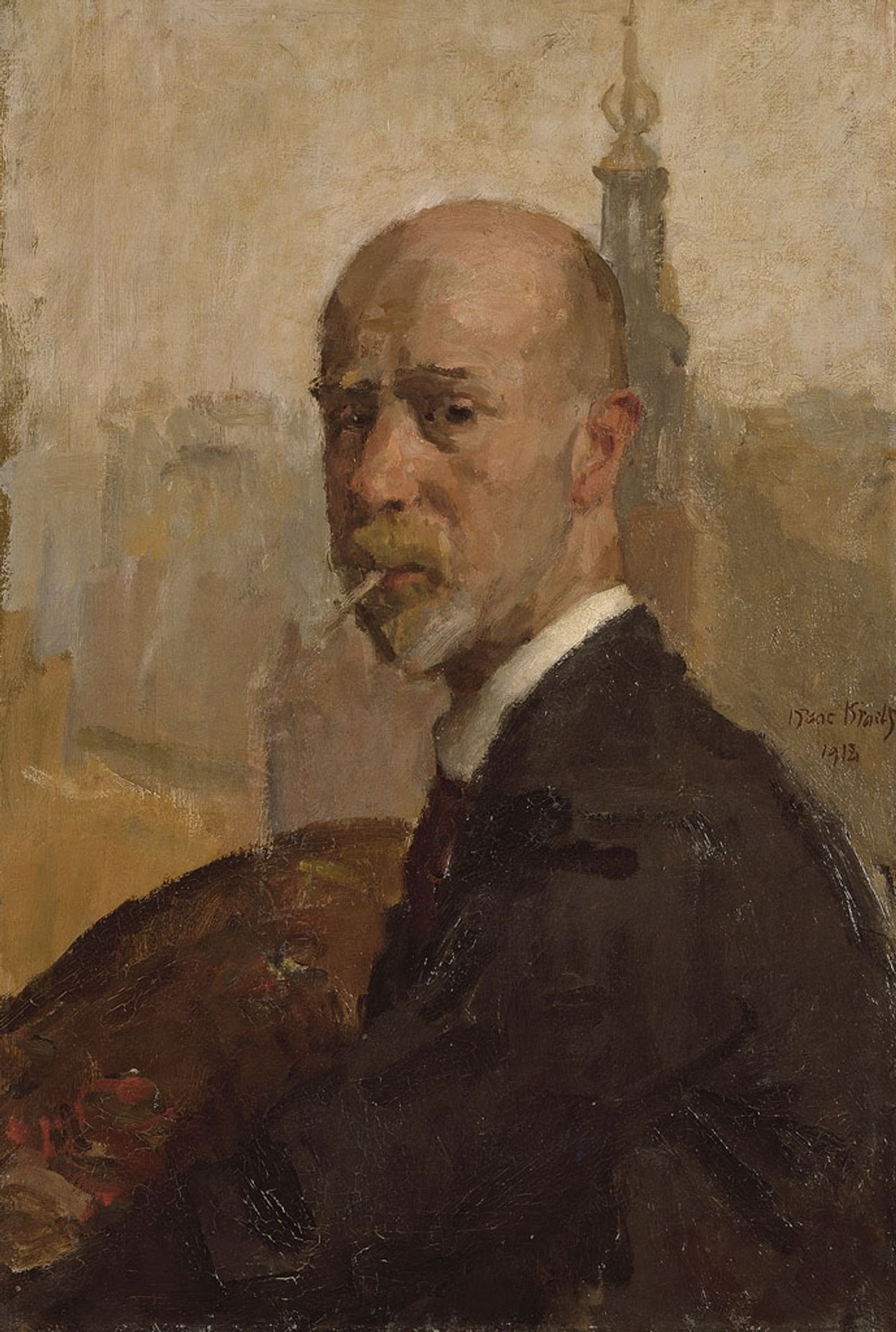 Self-Portrait With Mint Tower by Isaac Israels