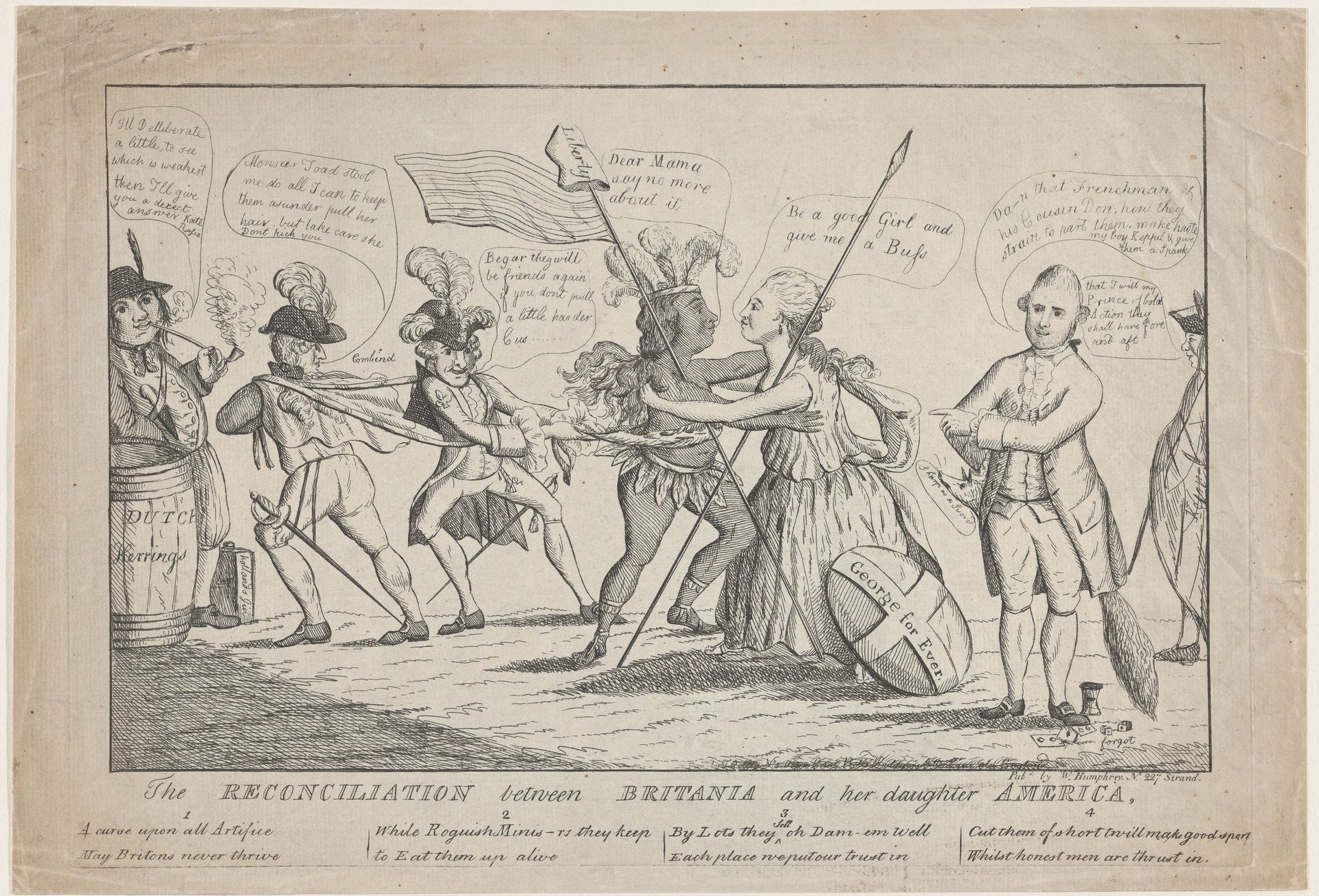 The Reconciliation Between Britannia and Her Daughter America by Thomas Colley