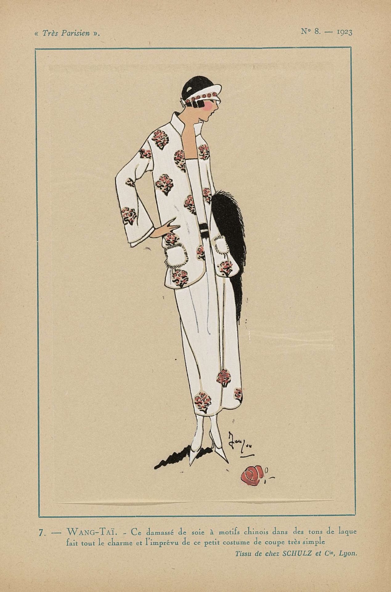 Très Parisien, 1923, No 8: 7.- WANG-TAÏ. - Ce damassé de soie... by Anonymous