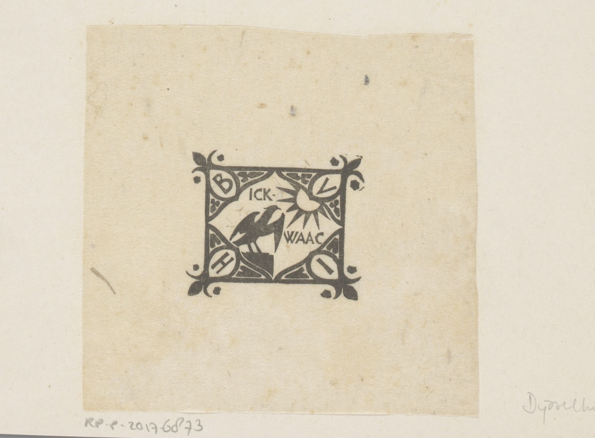 Ex libris van B.V.H.I. by Gerrit Willem Dijsselhof