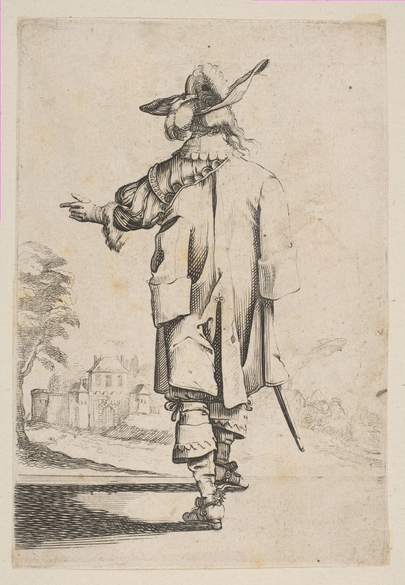 Gentleman Seen from the Back Pointing towards a Chateau by Anonymous