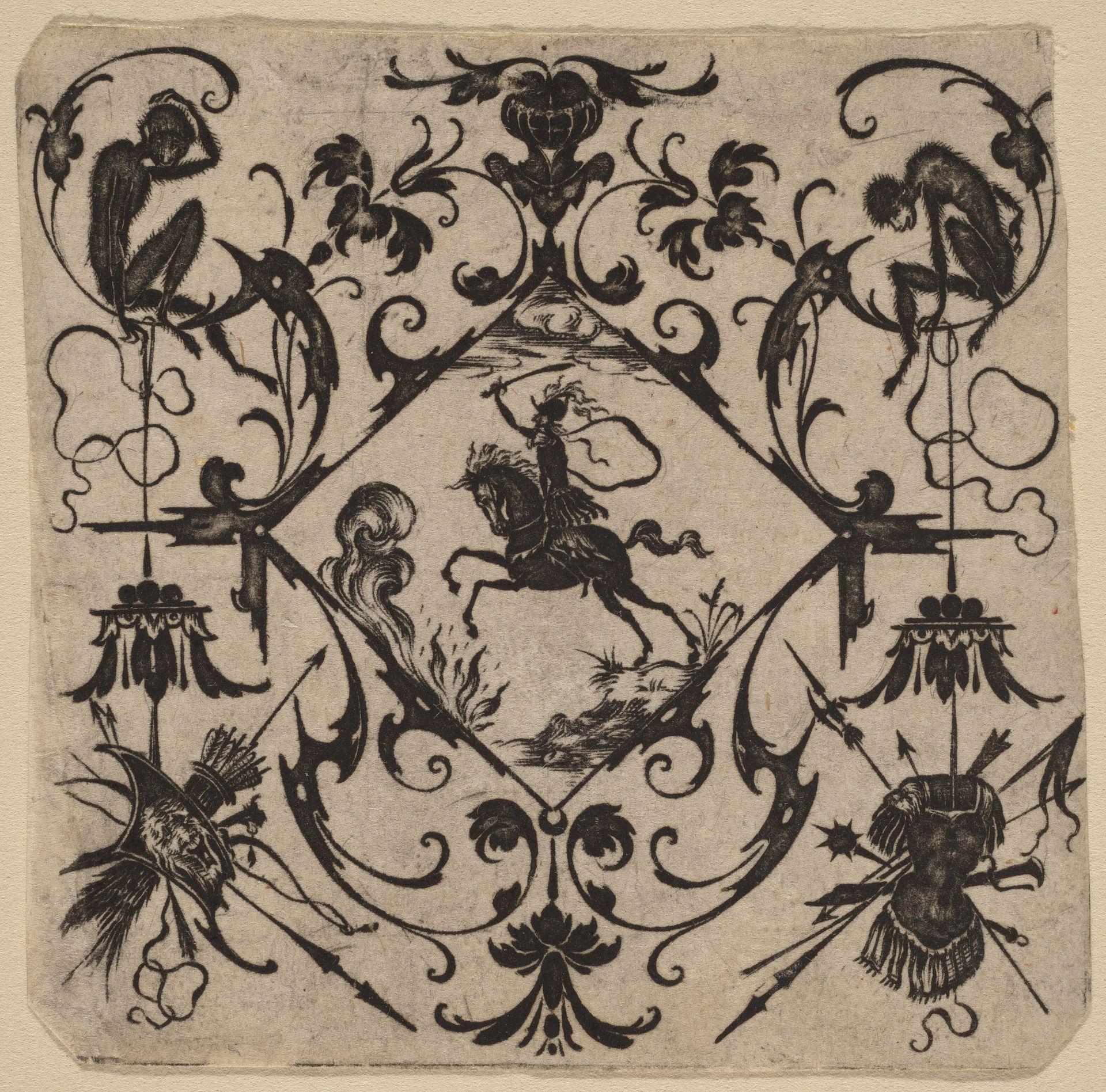 Ornament with Grotesque by Master CR