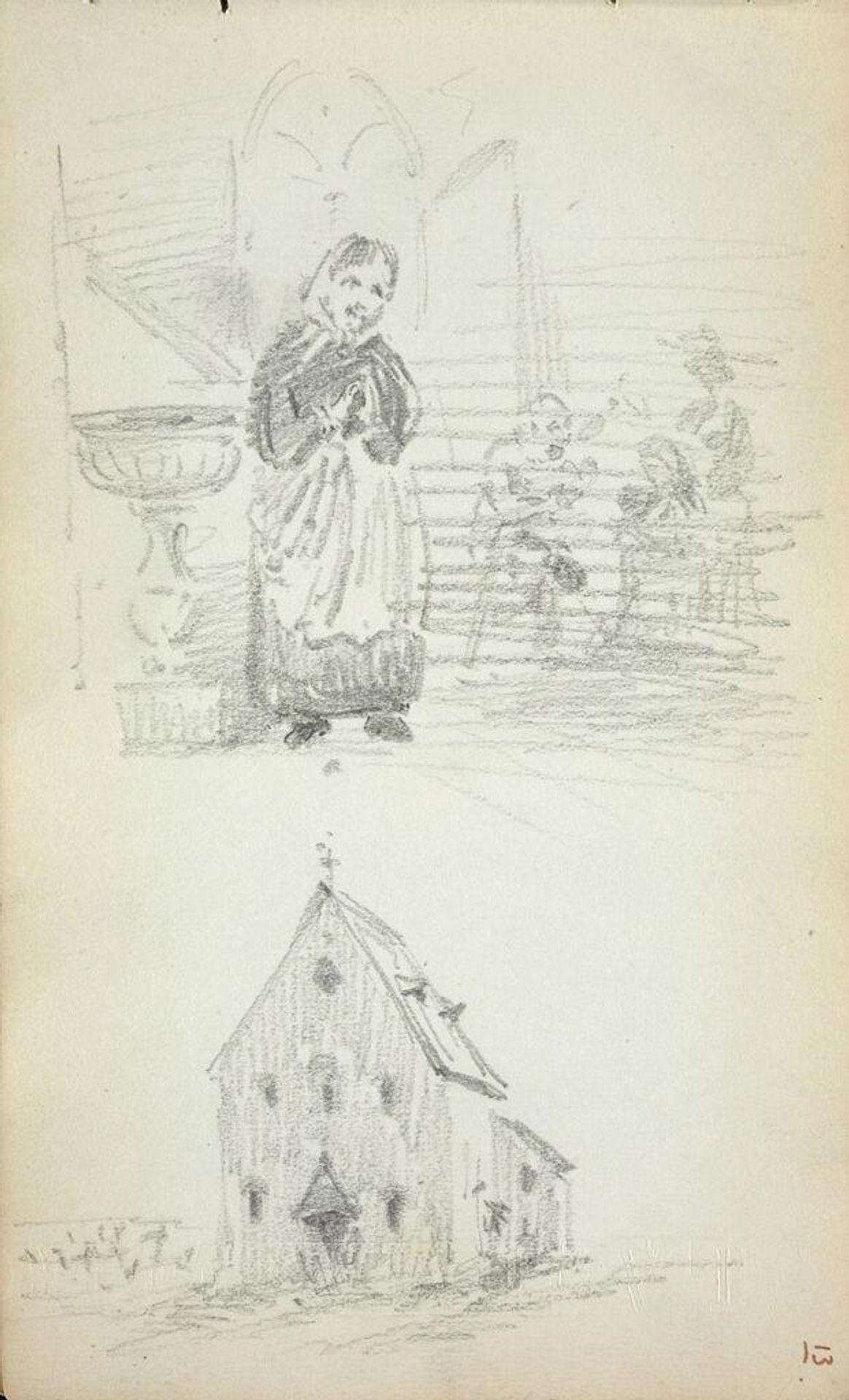 Sketch of Figures; Study of a House by John Singer Sargent