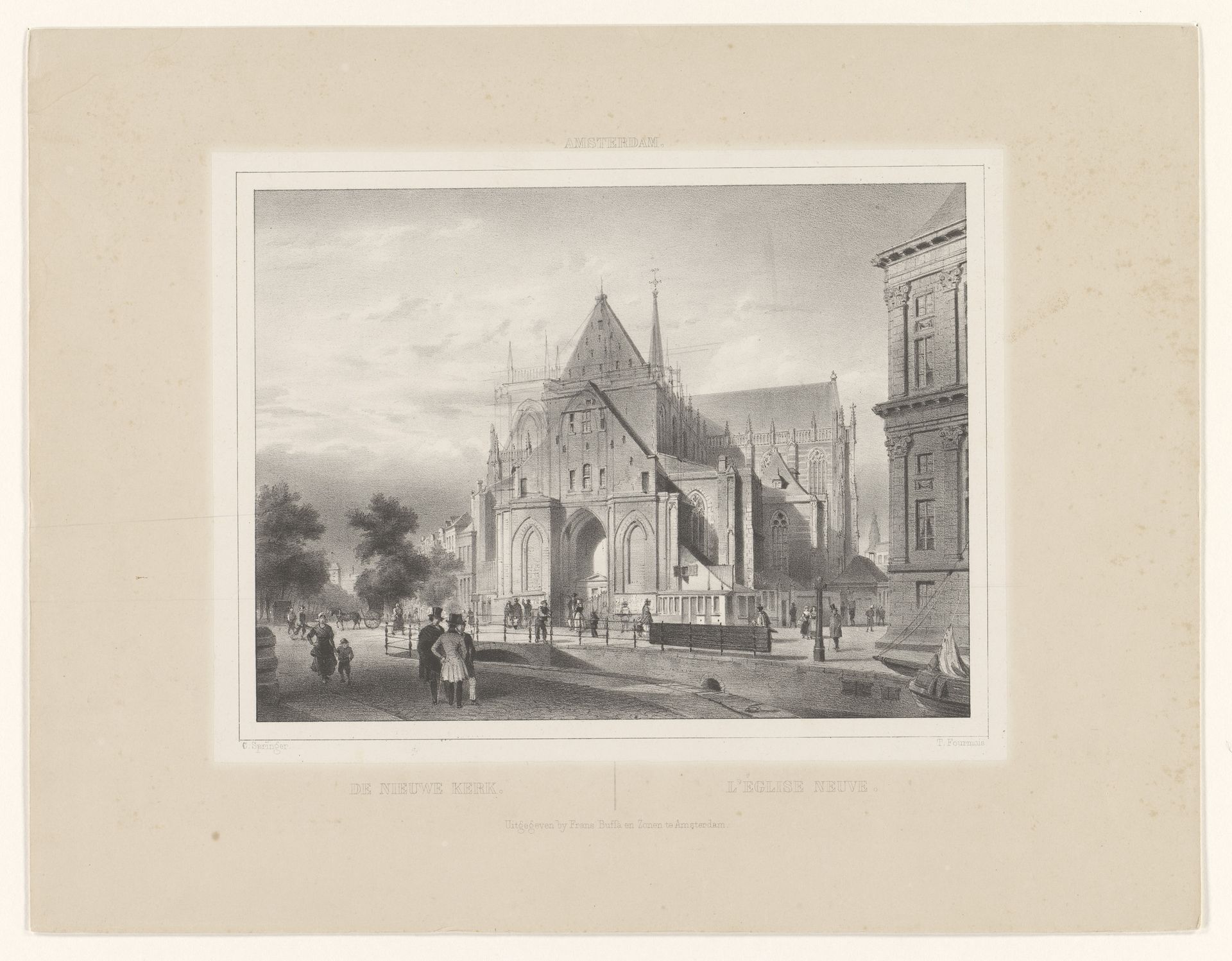 Gezicht op de Nieuwe Kerk te Amsterdam by Théodore Fourmois
