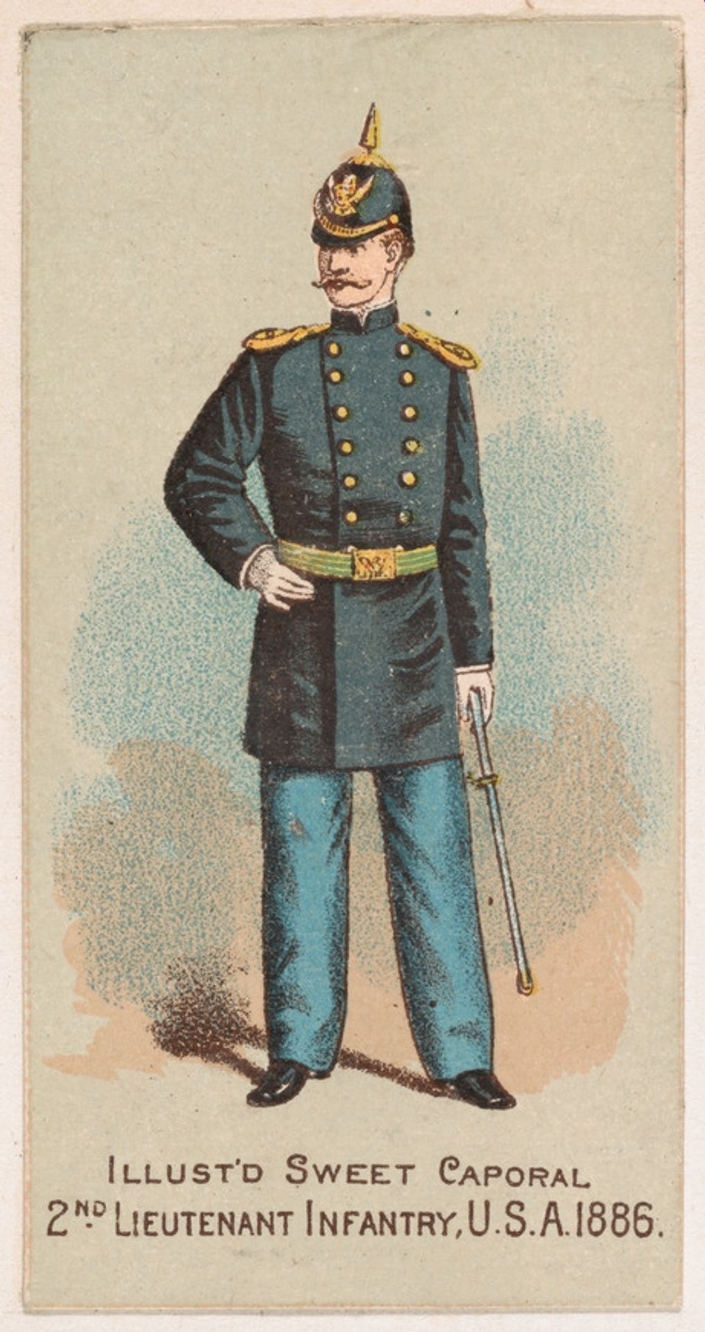 Second Lieutenant Infantry, United States Army, 1886, from the Military Series (N224) issued by Kinney Tobacco Company to promote Sweet Caporal Cigarettes by Kinney Brothers Tobacco Company