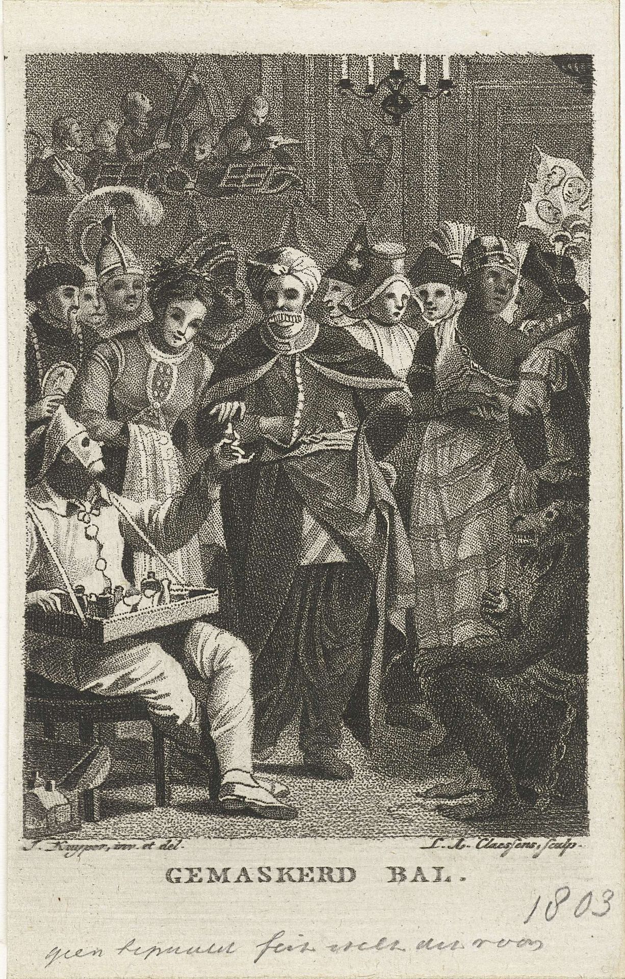 Gemaskerd bal by Lambertus Antonius Claessens