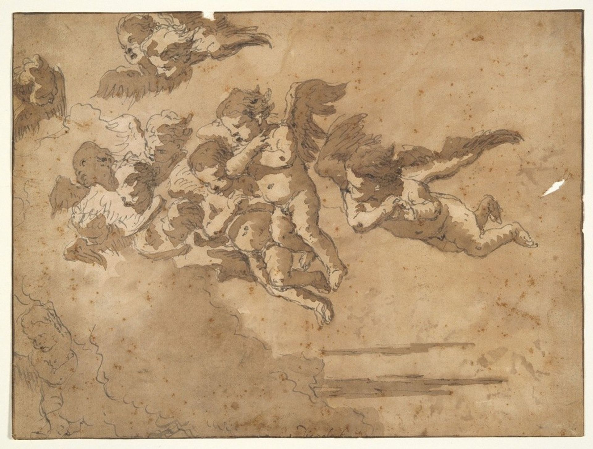 Putti Flying in Clouds by Giovanni Domenico Tiepolo