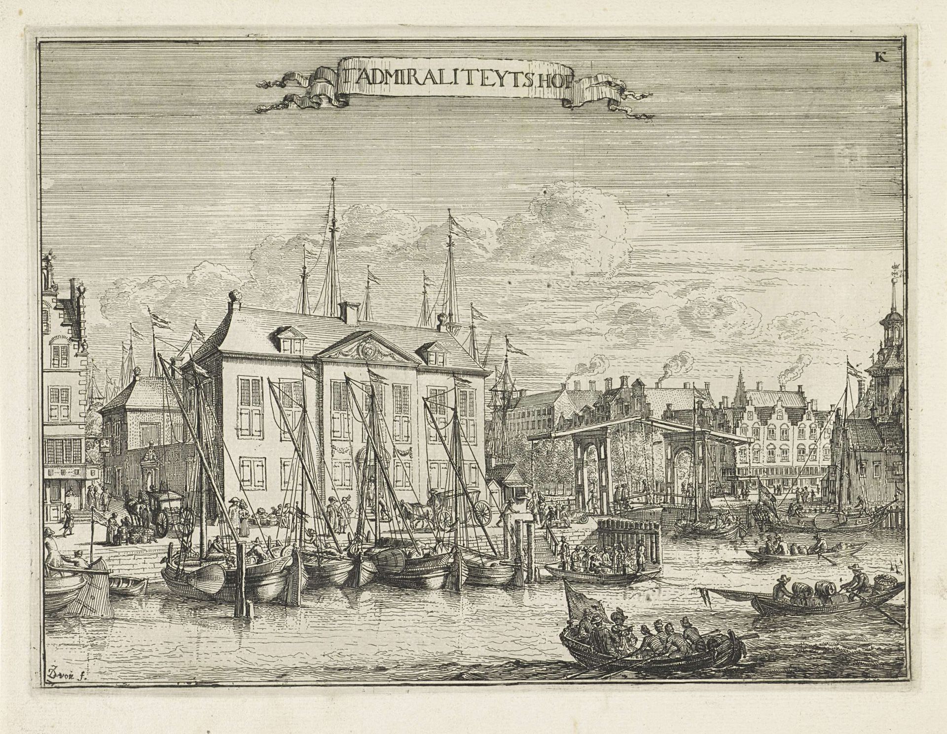 Gezicht op het Admiraliteitshof te Rotterdam by Johannes de Vouw