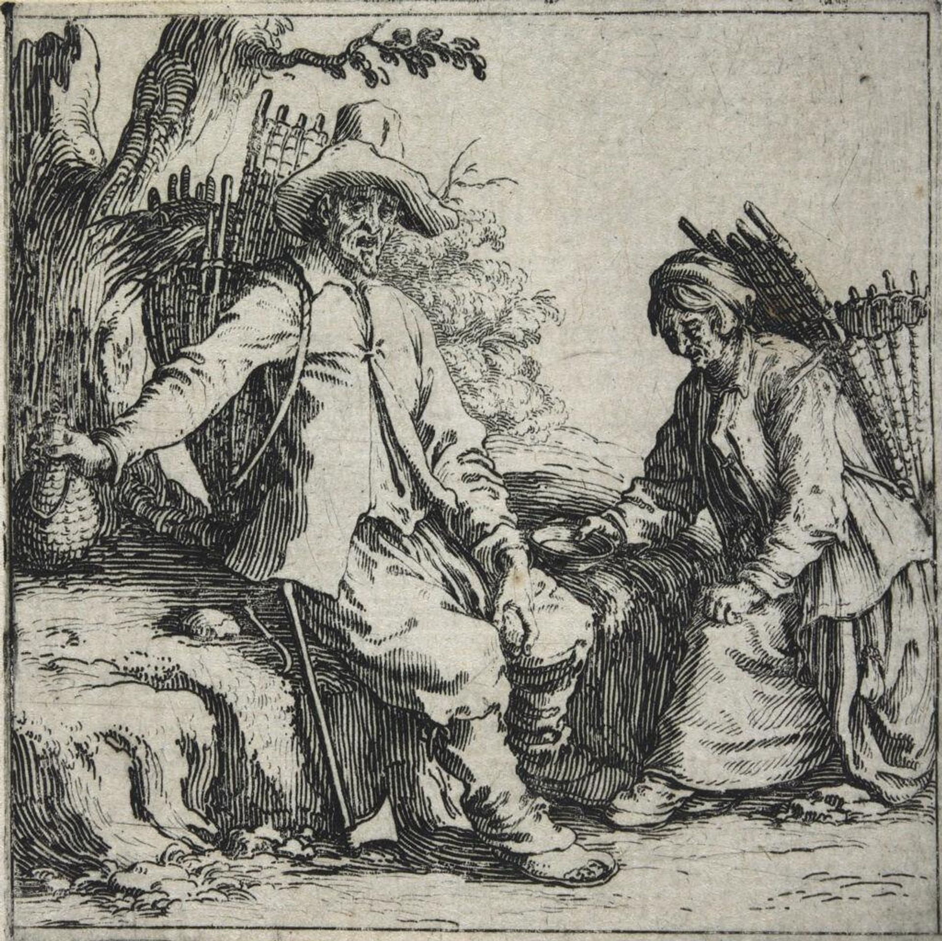 Peasant and His Wife Resting by Jacques Callot