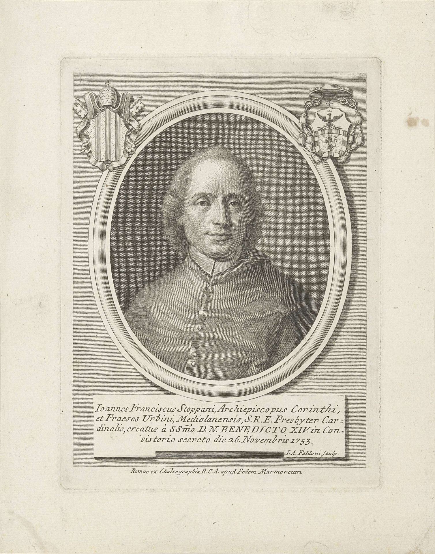 Portret van kardinaal Giovanni Francesco Stoppani by Giovanni Antonio Faldoni