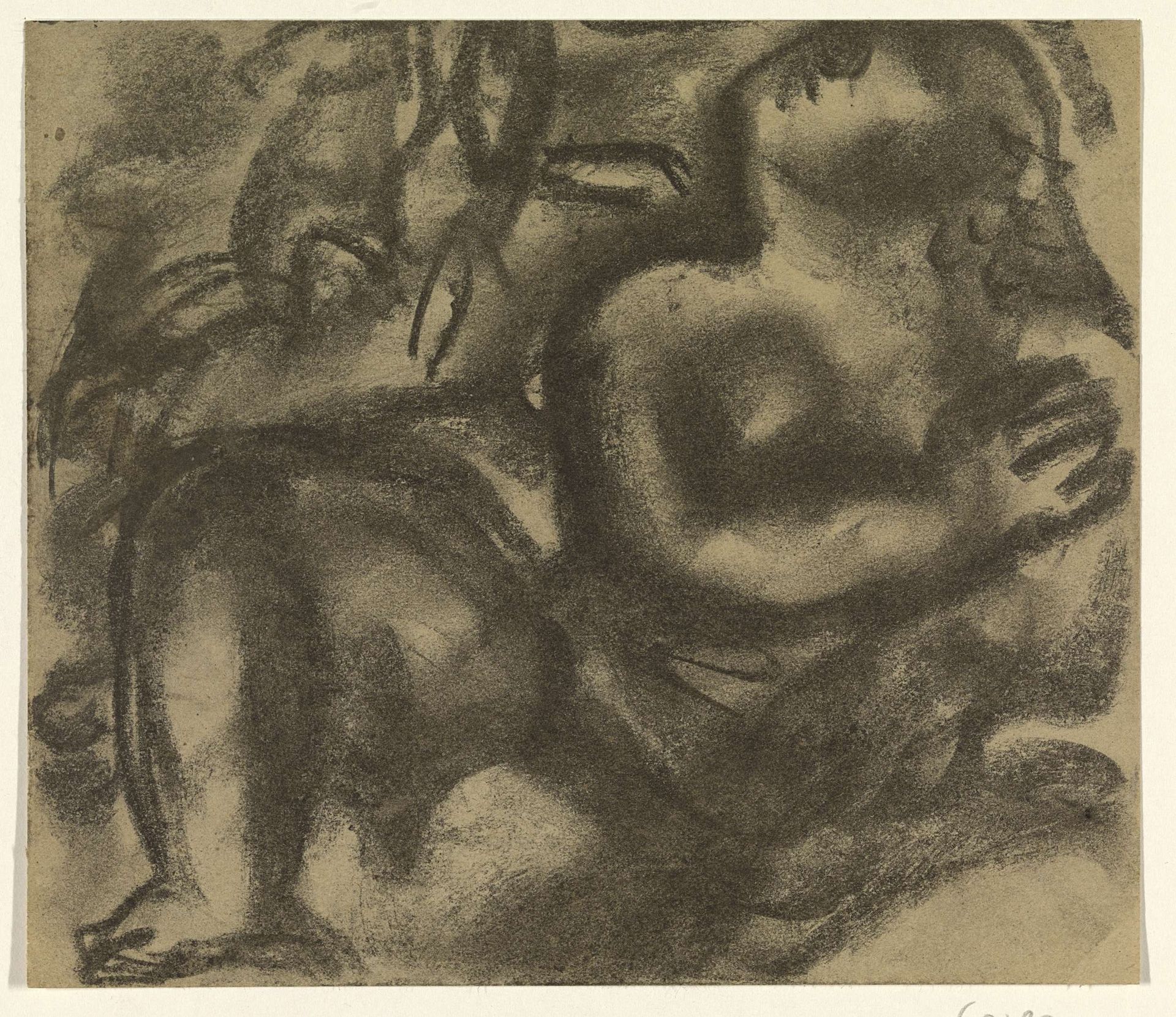 Zittend vrouwelijk naakt in een landschap by Leo Gestel