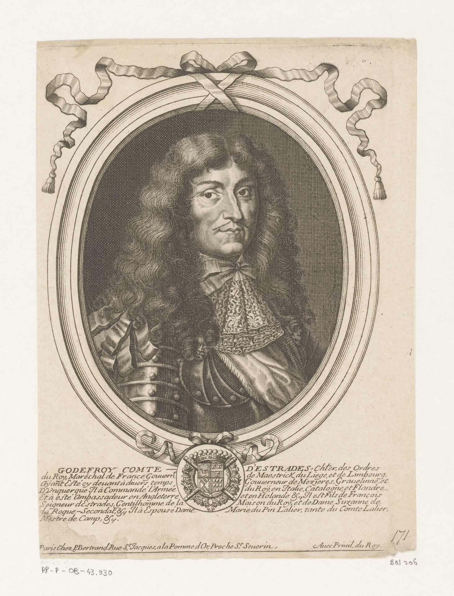 Portret van Godefroi comte d'Estrades by Nicolas de (I) Larmessin