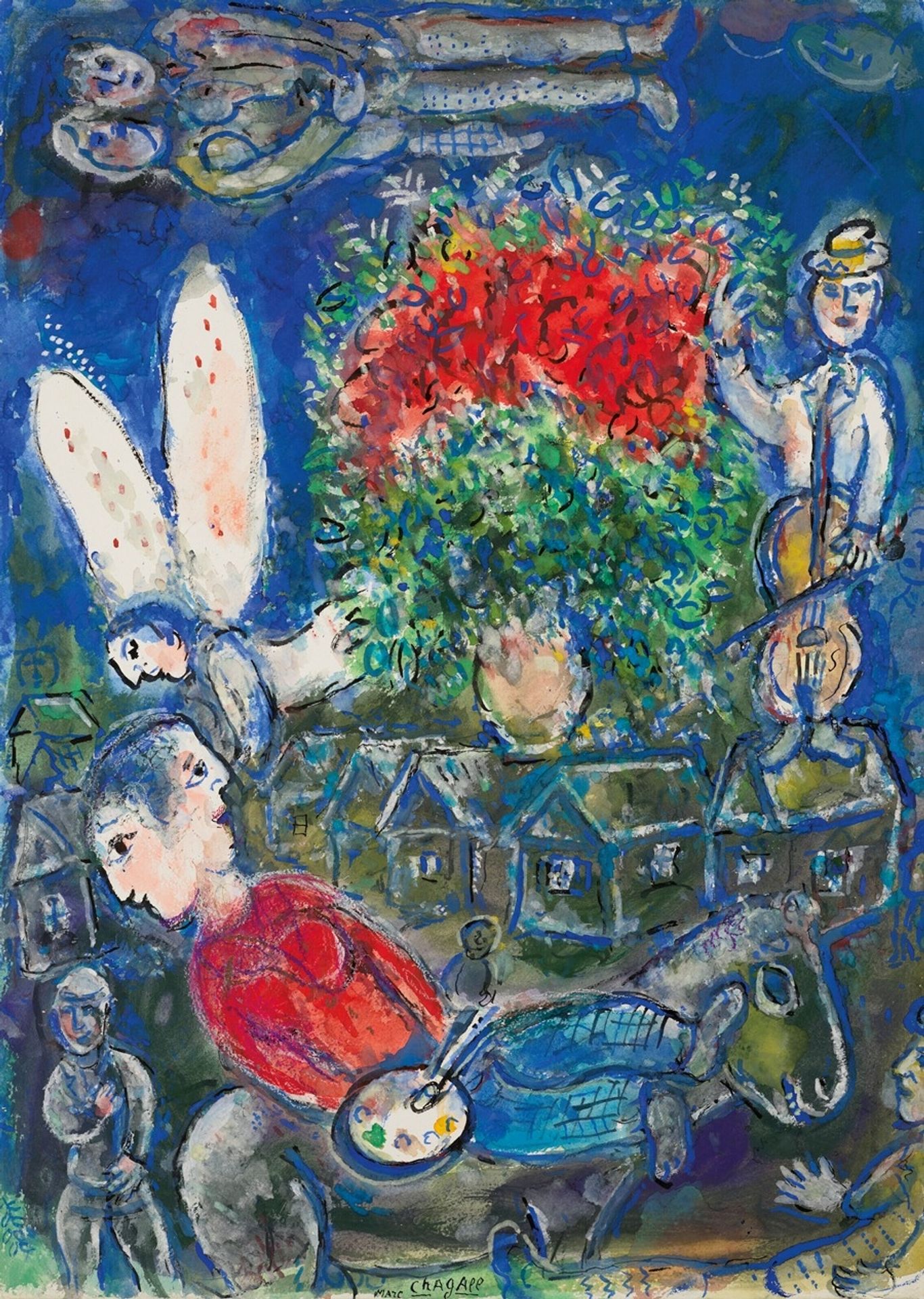 Vision du peintre au double visage by Marc Chagall
