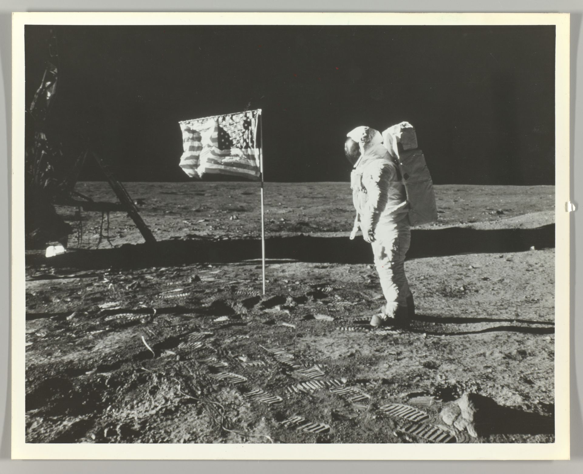Buzz Aldrin on the Moon with the American Flag by Neil Armstrong