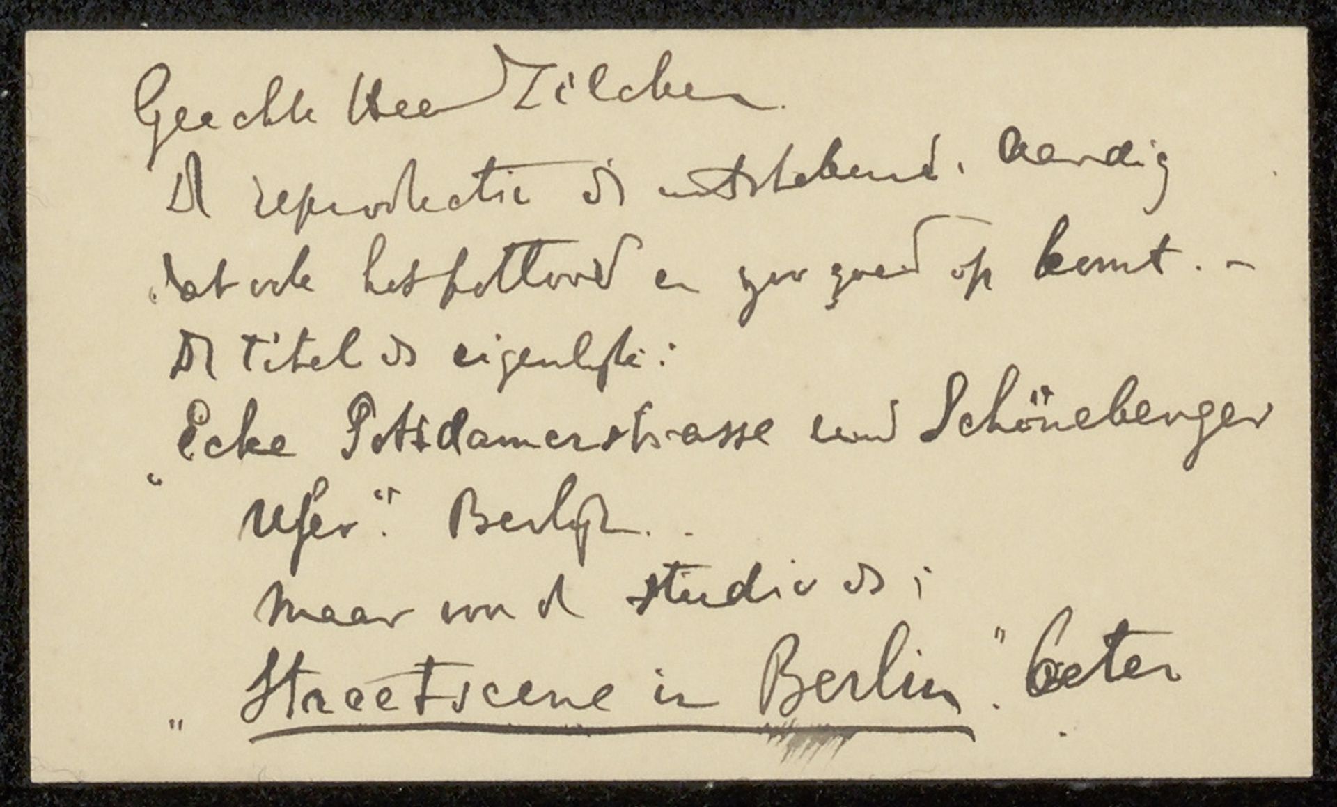 Visitekaartje aan Philip Zilcken by Jan Hoynck van Papendrecht