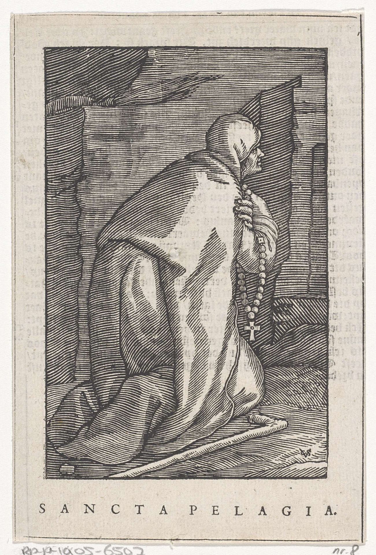 Heilige Pelagia van Antiochië als kluizenares by Christoffel van (II) Sichem