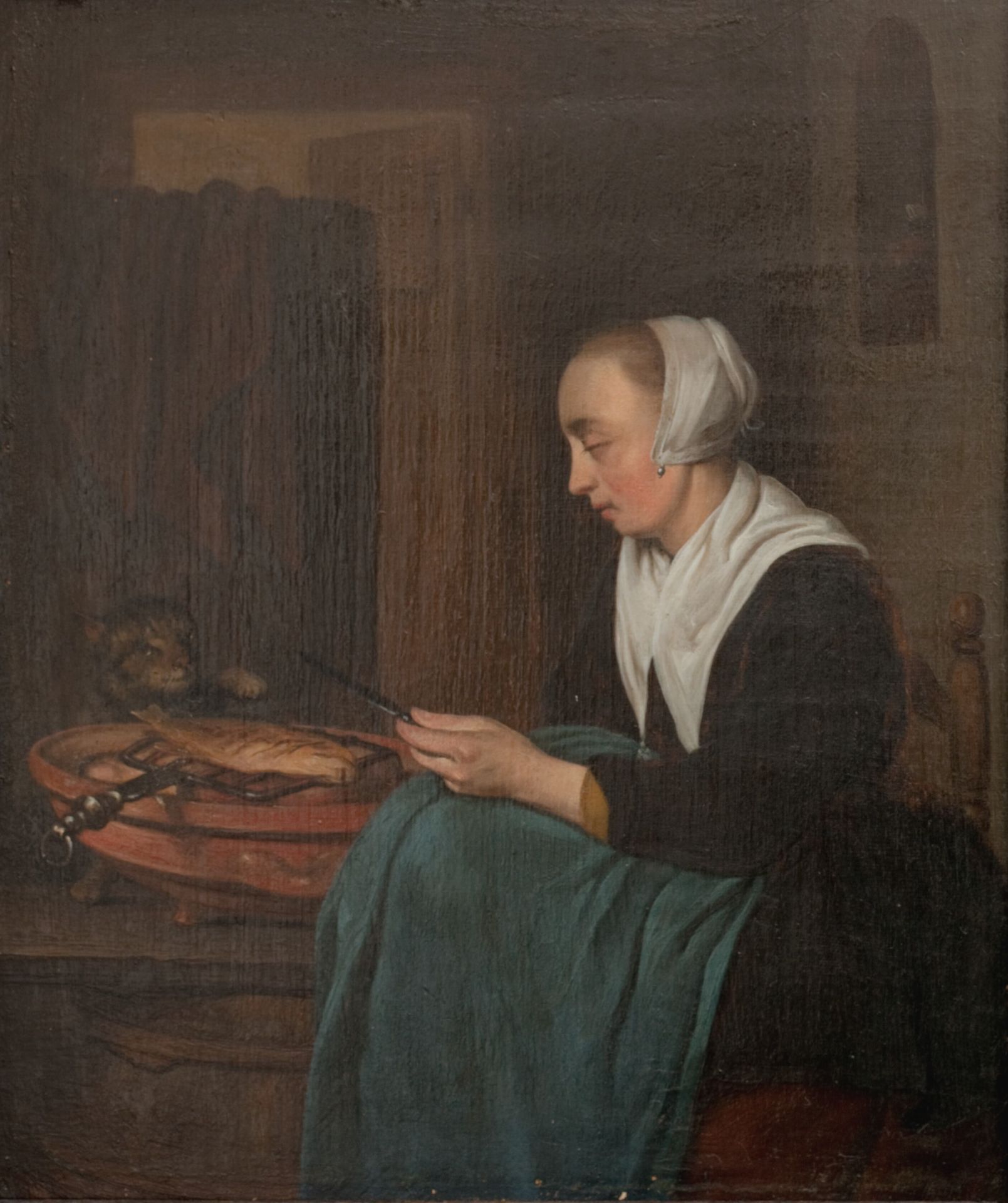 A Sleeping Saleswoman by Gabriel Metsu