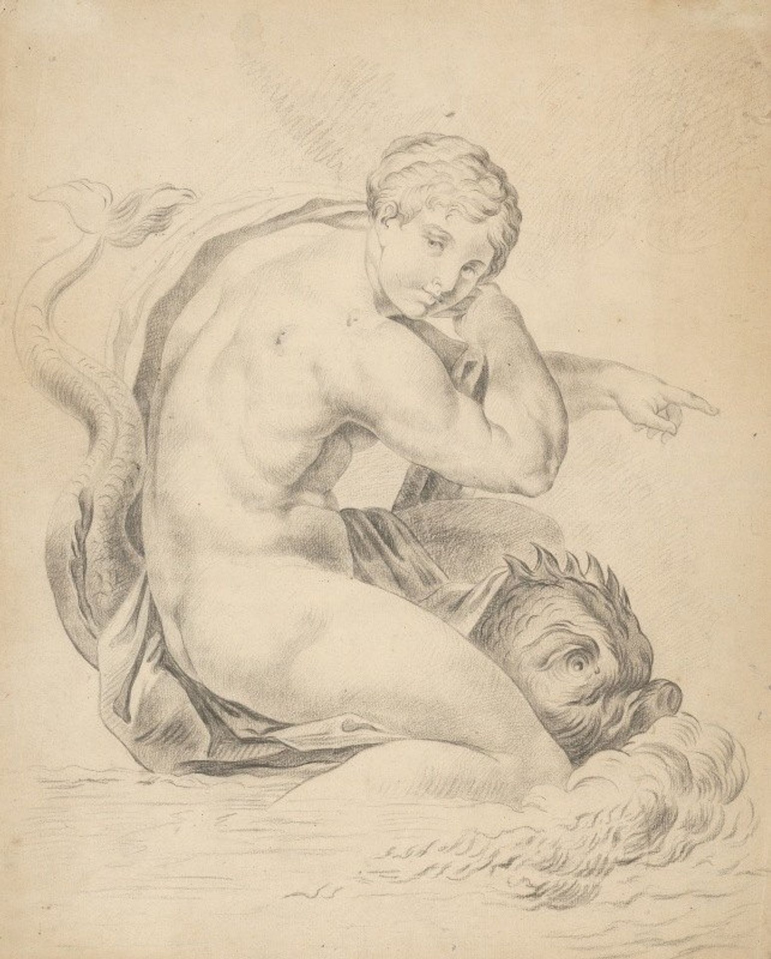 Woman with a dolphin by Gyula Benczúr