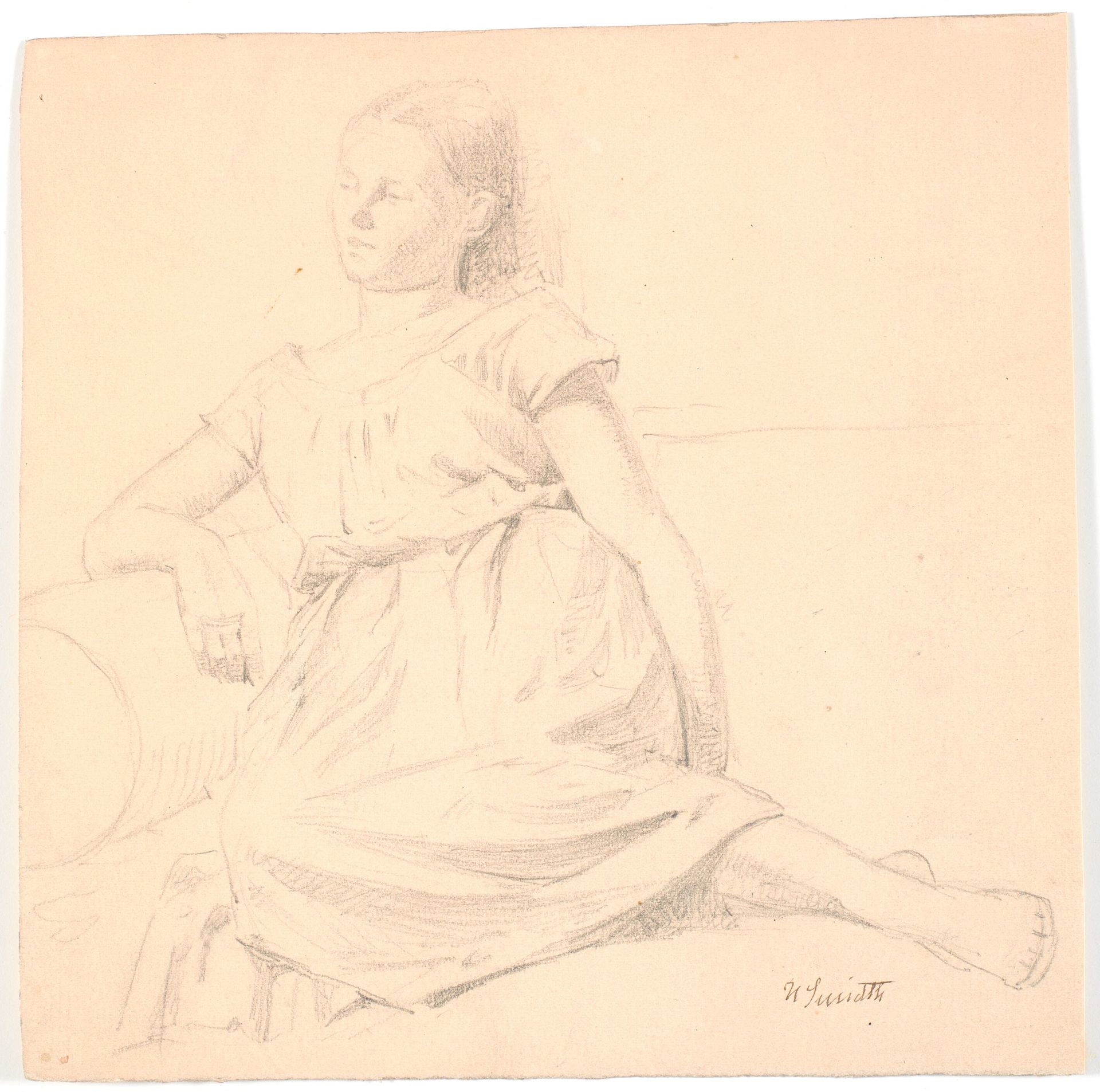Ung pige i sofa by Hans Smidth
