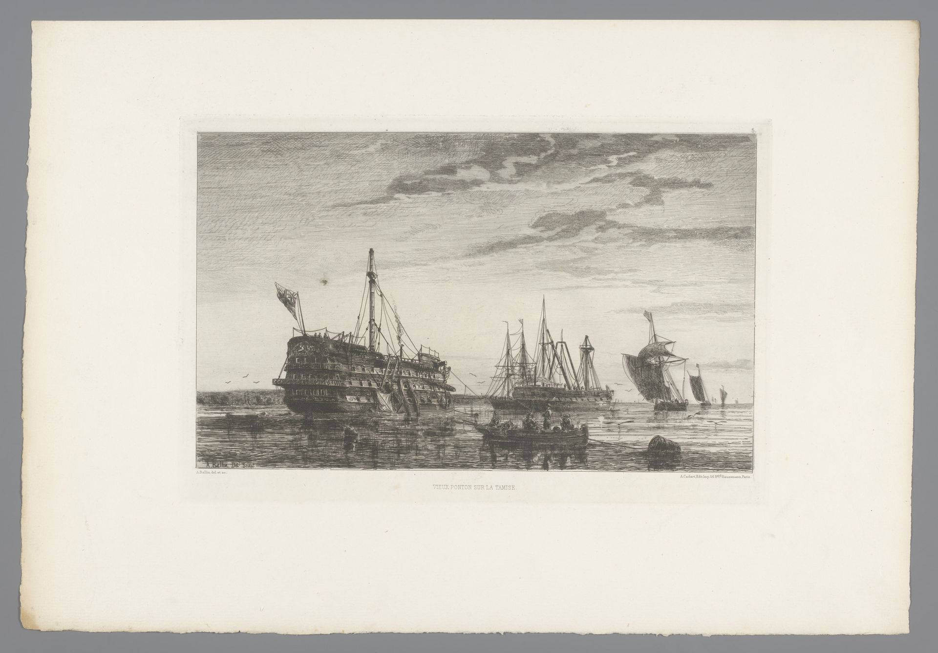 Schepen op de Theems by Auguste Ballin