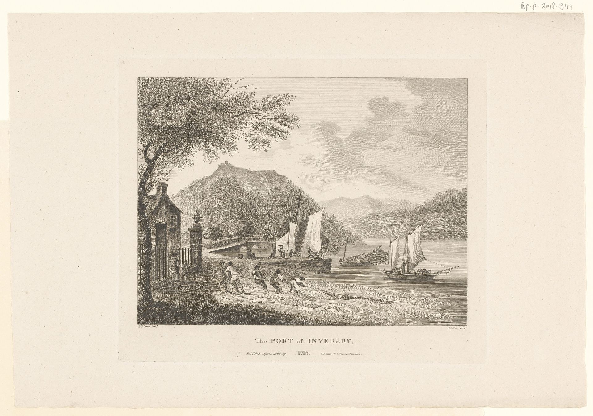Gezicht op de haven van Inveraray by James Fittler