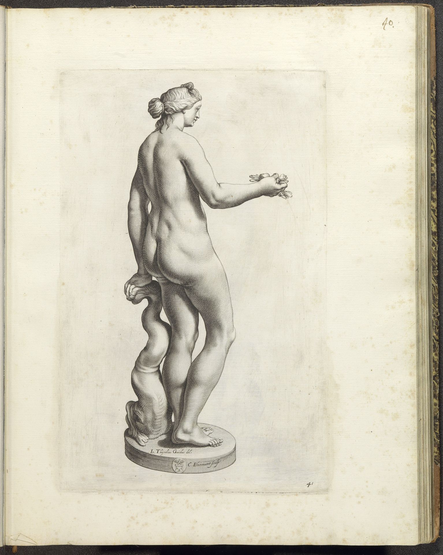 Standbeeld van Venus met fruit in haar handen by Cornelis Bloemaert