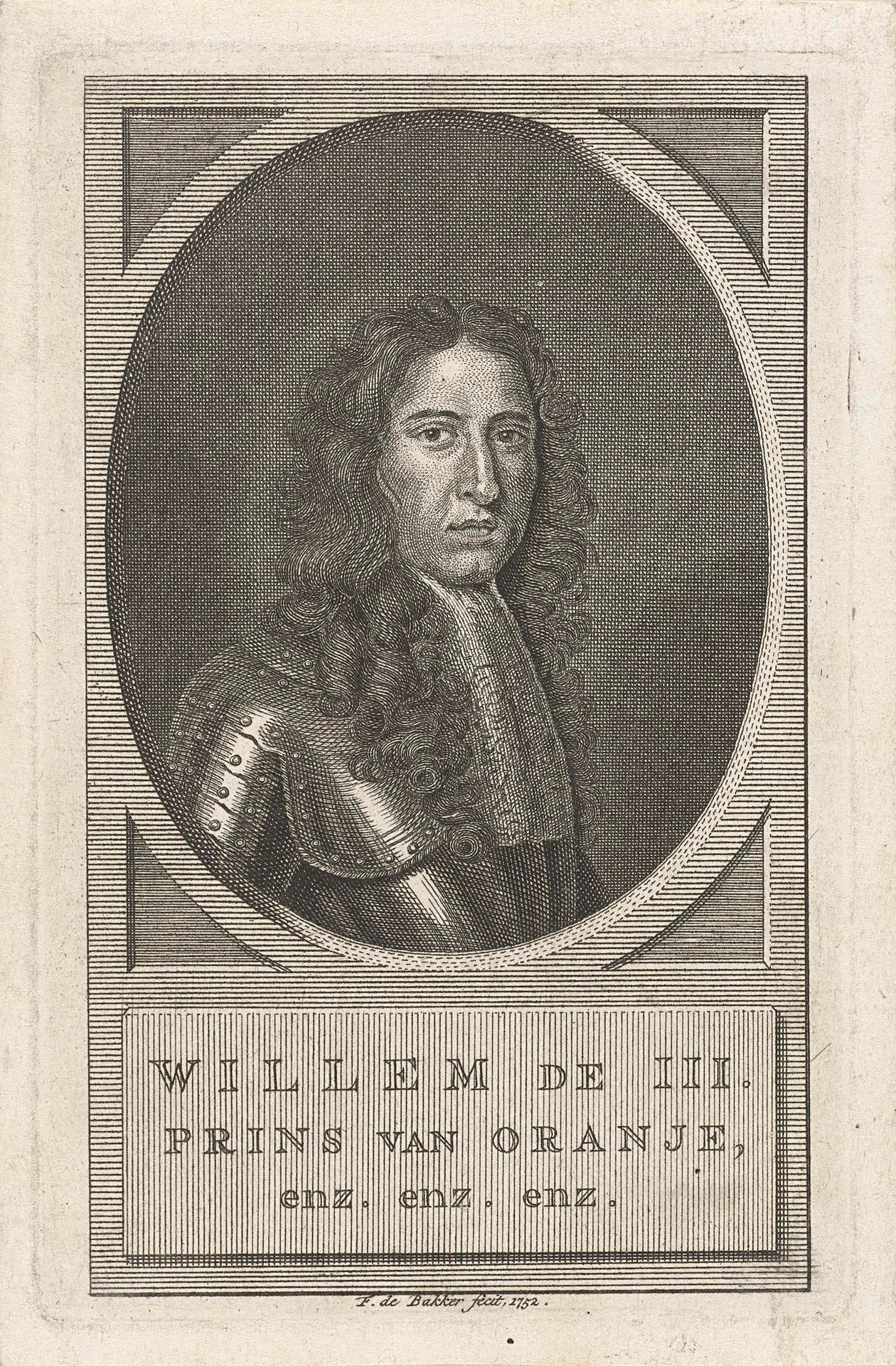 Portret van Willem III prins van Oranje-Nassau by Frans de Bakker