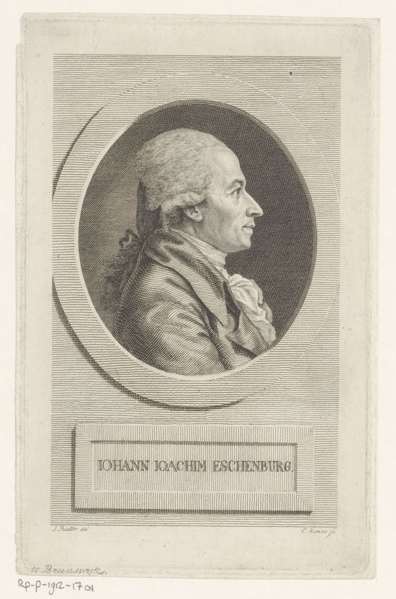 Portret van Johann Joachim Eschenburg by Eberhard Siegfried Henne
