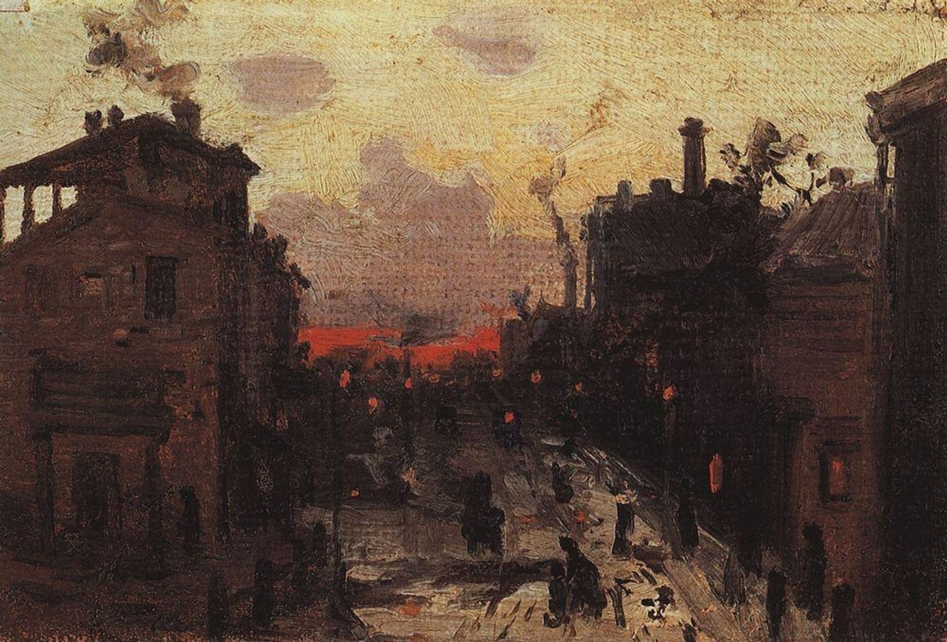 Sunset at the Outskirts of Town by Konstantin Alexeevich Korovin