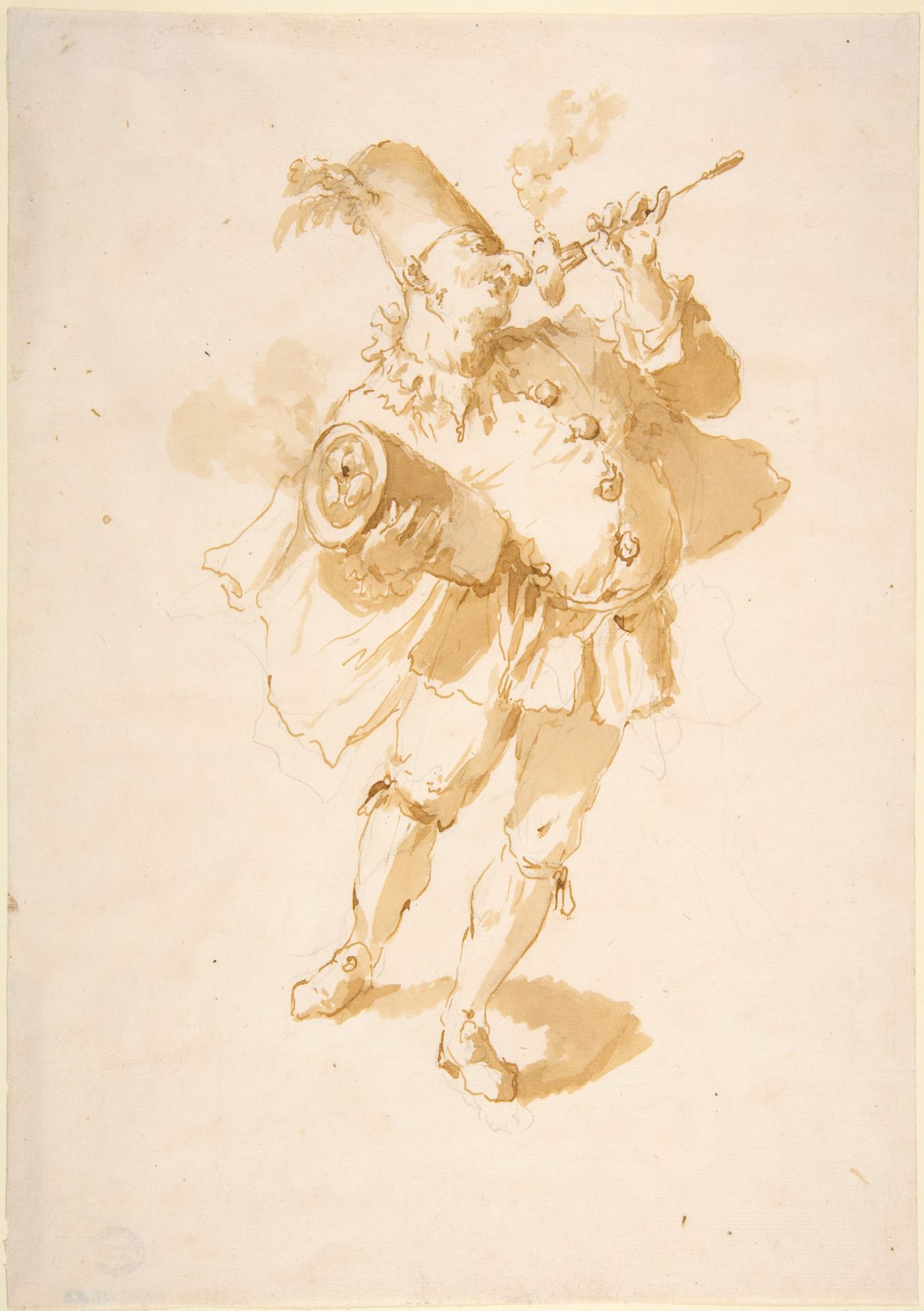 Punchinello with Dumpling or Fritter by Giovanni Battista Tiepolo