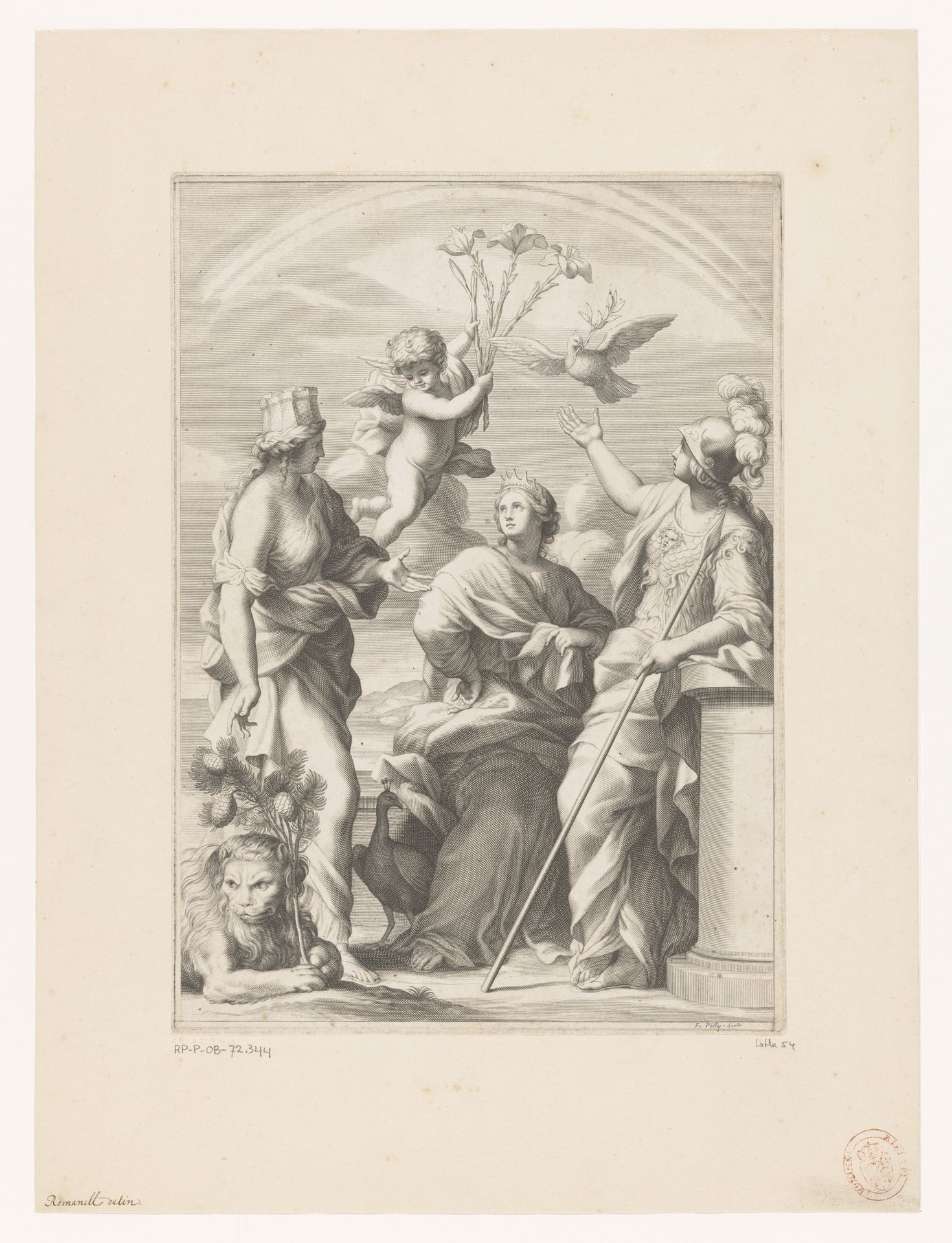 Cybele, Juno en Minerva by Francois de Poilly
