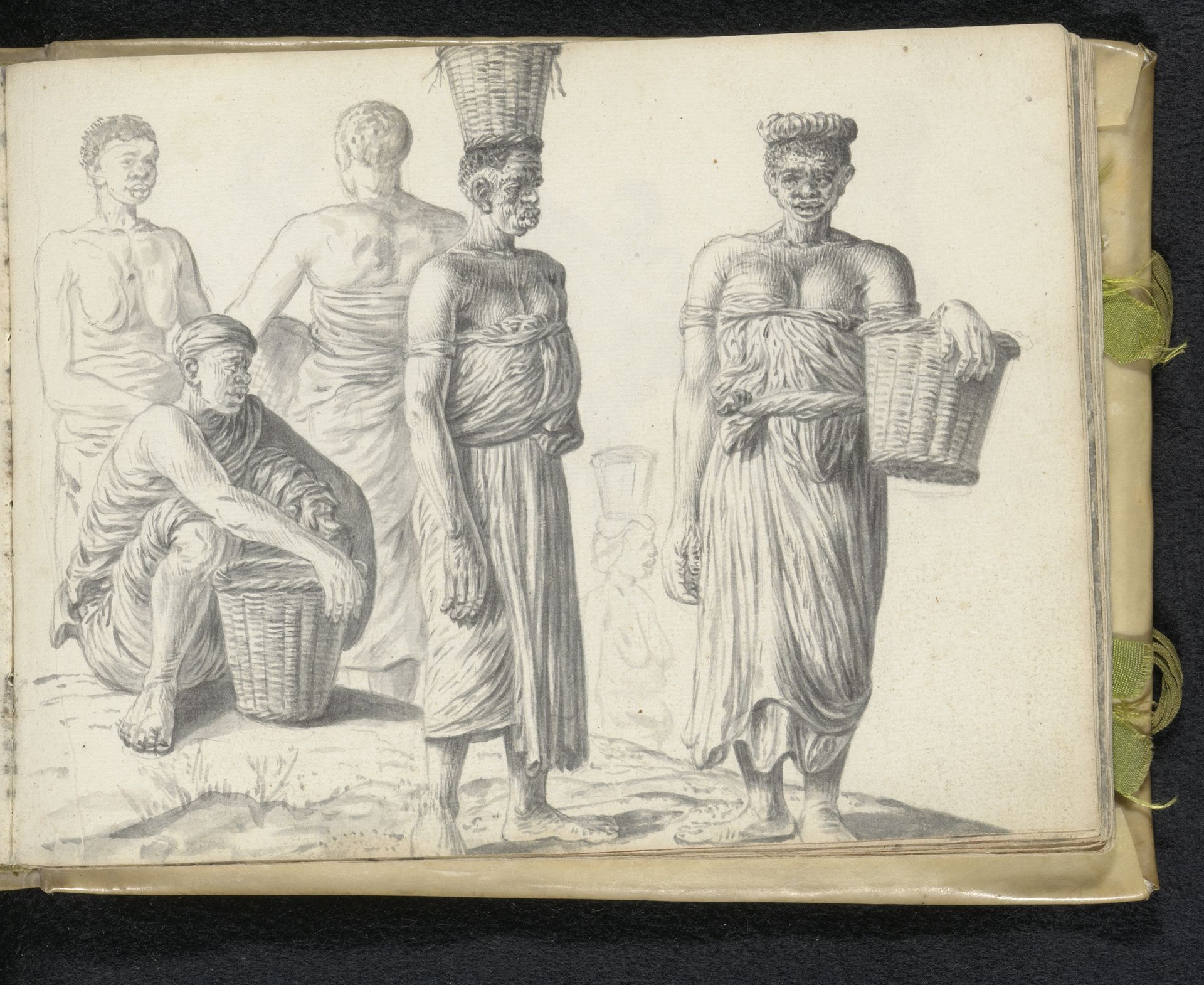 Six women labourers with their baskets by Esaias Boursse