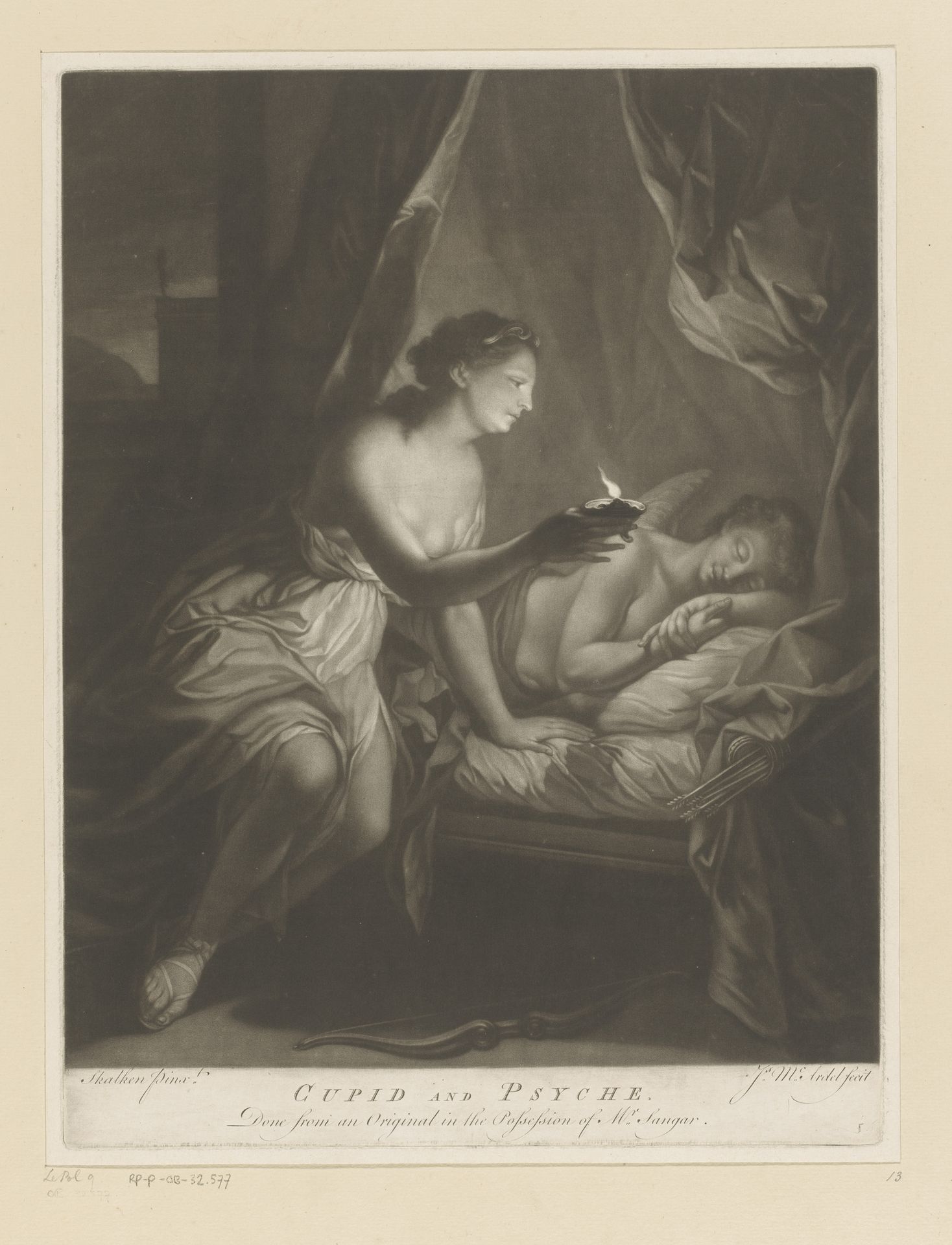 Psyche bekijkt de slapende Cupido by James McArdell